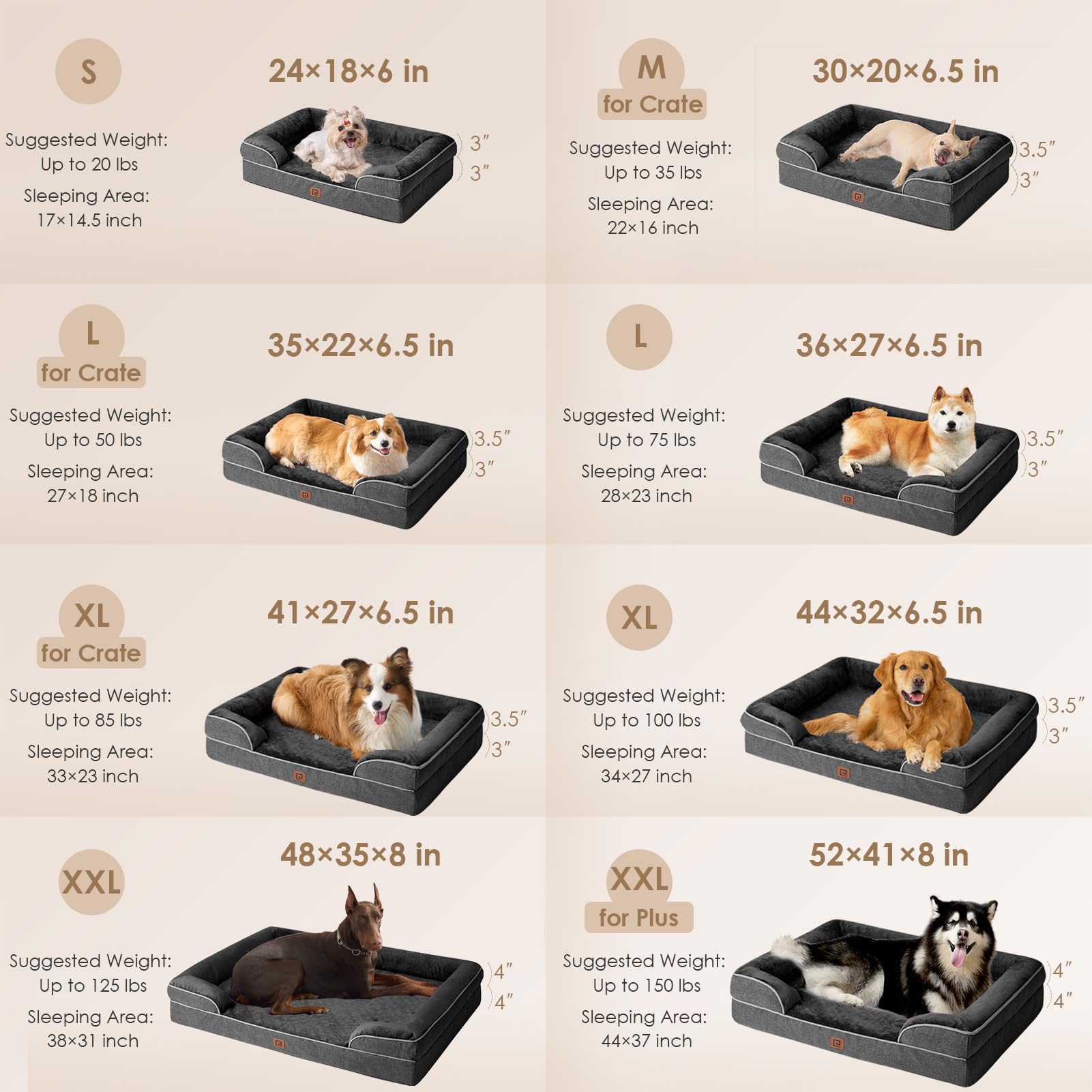 Eheyciga Orthopedic Dog Bed For Medium Dogs, Waterproof Memory Foam Medium Pet Beds With Sides, Non-Slip Bottom And Egg-Crate Fo