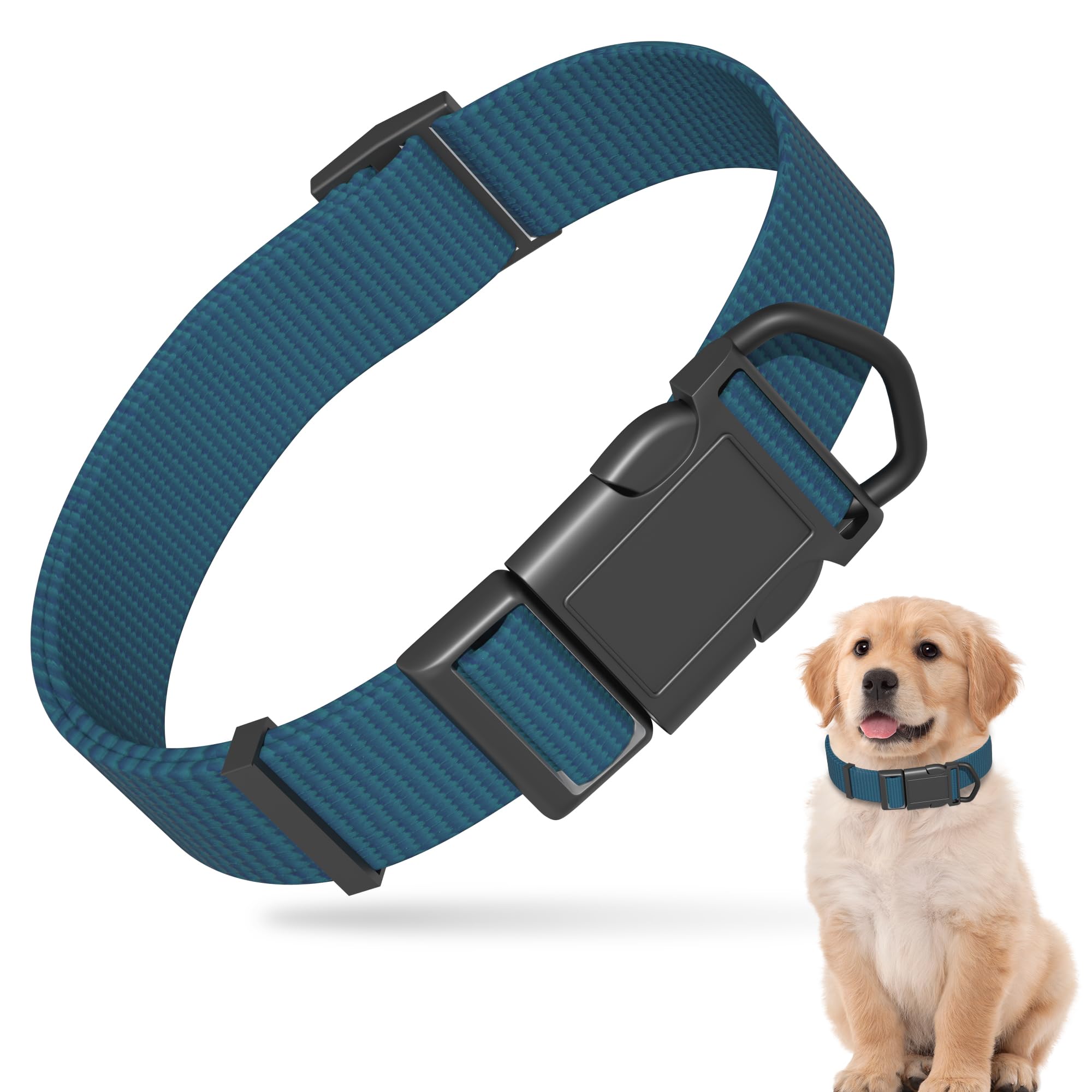 Pawhuggies Blue Dog Collar For Large Dog, Breathable, Anti-Odor & Soft, Comfortable For Sensitive Skin Puppies, 90% Bamboo Rayon