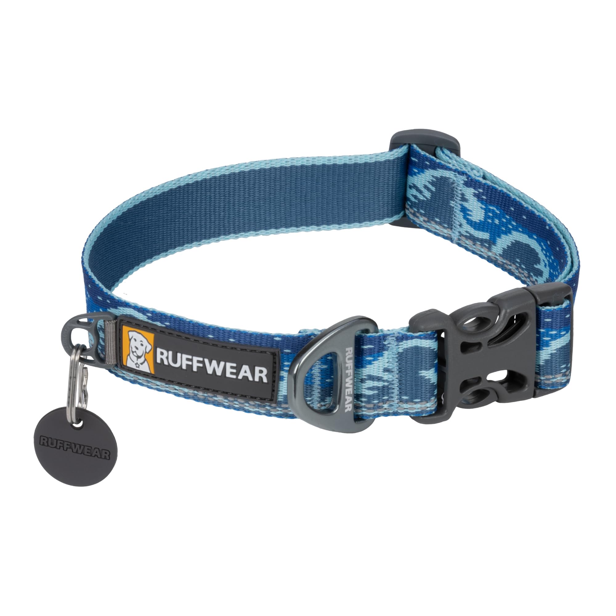 Ruffwear, Crag Dog Collar, Reflective and Comfortable Collar for Everyday Use, Midnight Wave, 20''-26''