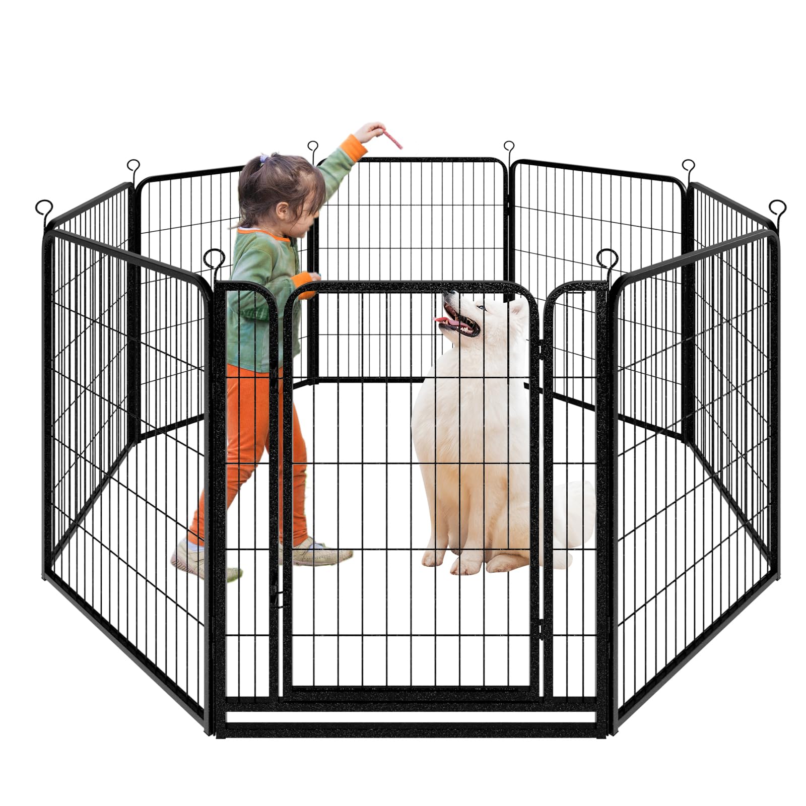 Kfvigoho Dog Playpen Outdoor Extra Wide 8 Panels Heavy Duty Dog Fence 40'' Height Anti-Rust With Doors Portable For Rv Camping Y