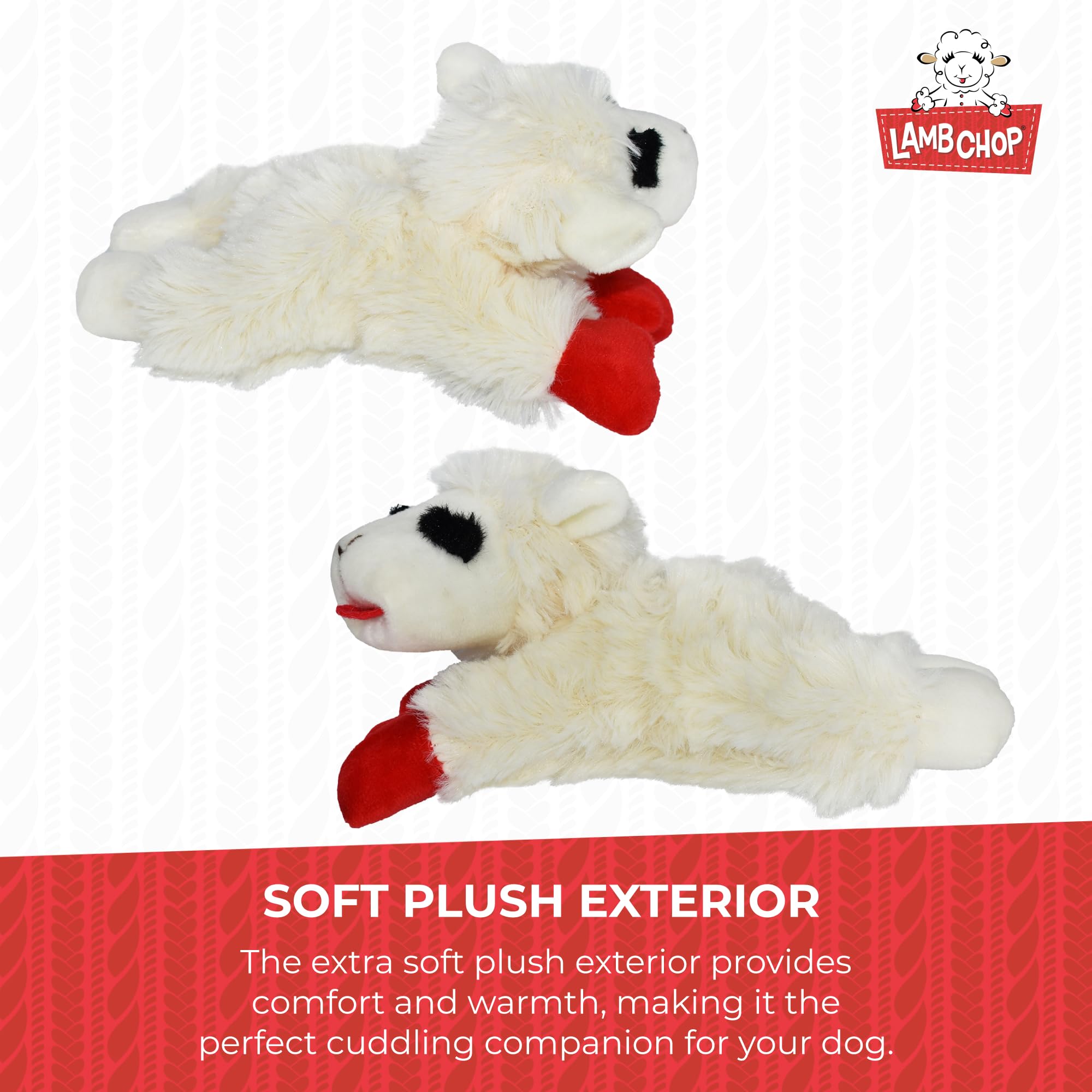 Multipet Lamb Chop Dog Plush Toy - Squeaky Dog Toy for All Dogs - Extra Soft Plush Dog Toy - Stuffed Animal Dog Toy for Cuddling