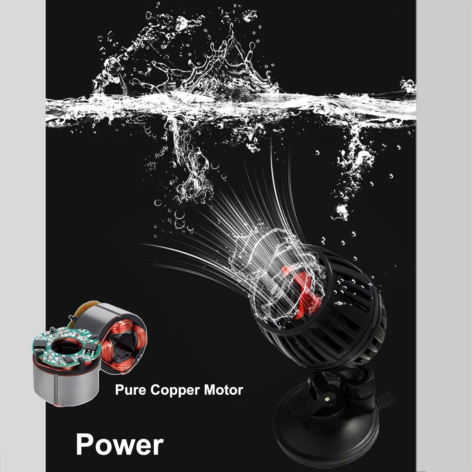 Carefree Fish Aquarium DC12V 10W Wave Maker 4 Level Adjustable Flow Rate Powerhead 1500Gph Wave Pump for 10~60Gal Freshwater and