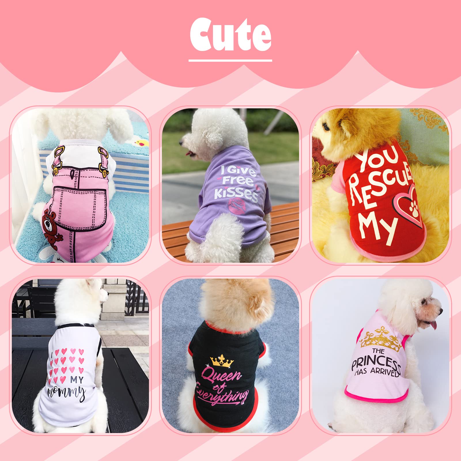 Katolk 6 Pack Dog Clothes For Small Dogs, Soft And Breathable Puppy Kitten Dog Shirts With Letters For Pet Cats, Summer Dogs T-S