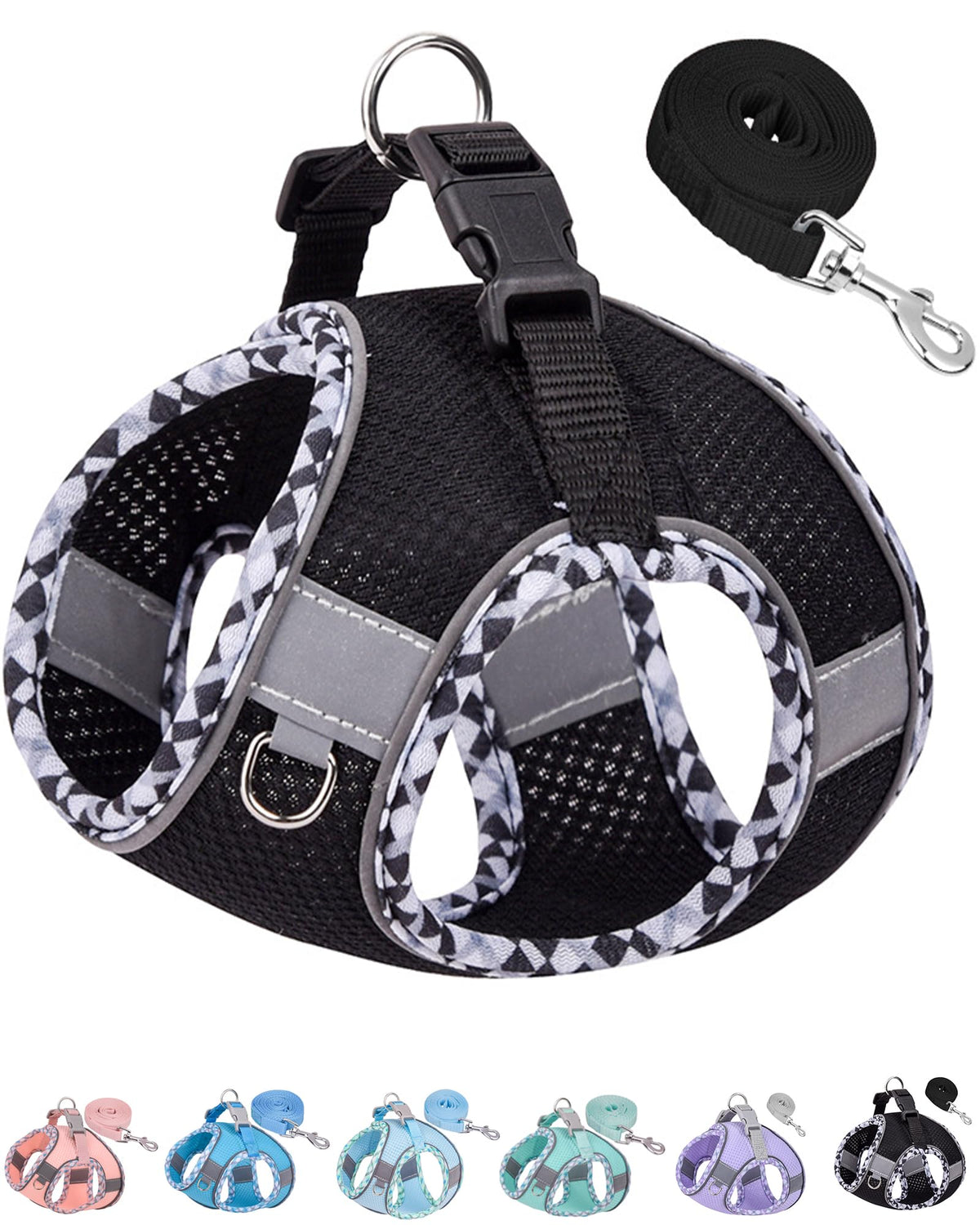 Petank Dog Harness For Small Medium Dogs No Pull, Puppy Harness And Leash Set, Easy Walk Dog Harness For Walking, Running, Training, Small Dog Harness, Medium Dog Harness (Black, S)