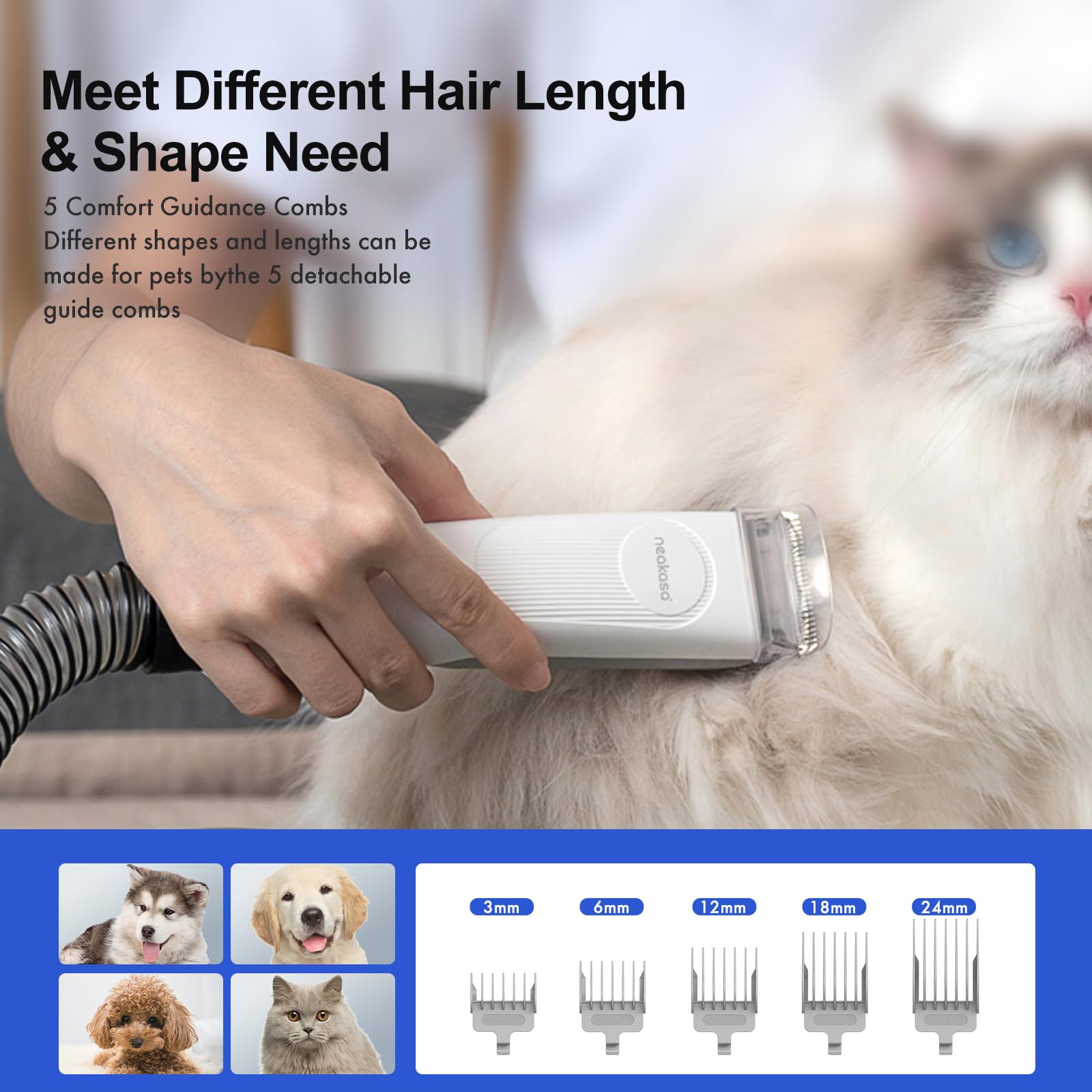 Neakasa By Neabot P1 Pro Pet Grooming Kit & Vacuum Suction 99% Pet Hair With 5 Professional Grooming Shedding Tools For Dogs Cats And Other Animals