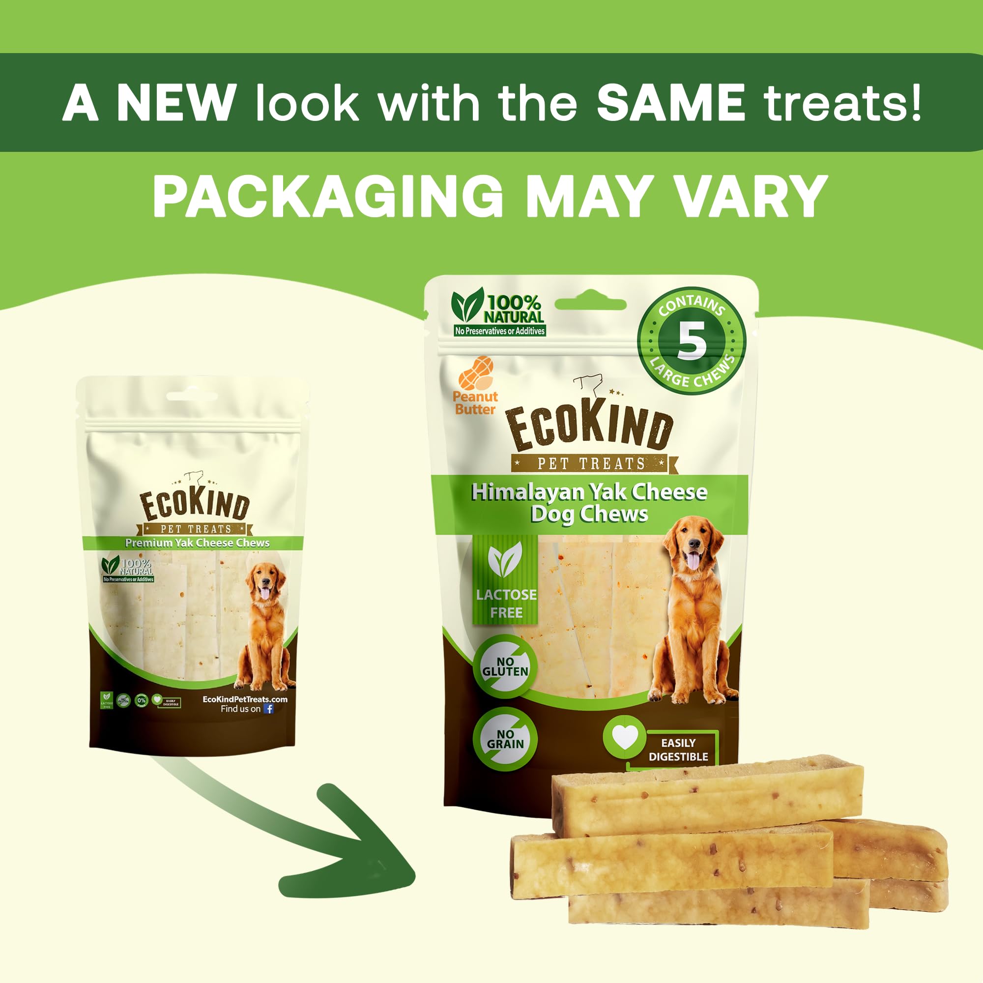 EcoKind Premium Gold Yak Cheese Himalayan Dog Chews, Healthy Dog Treats for Small Dogs, All Natural, High Protein Chew, Peanut B