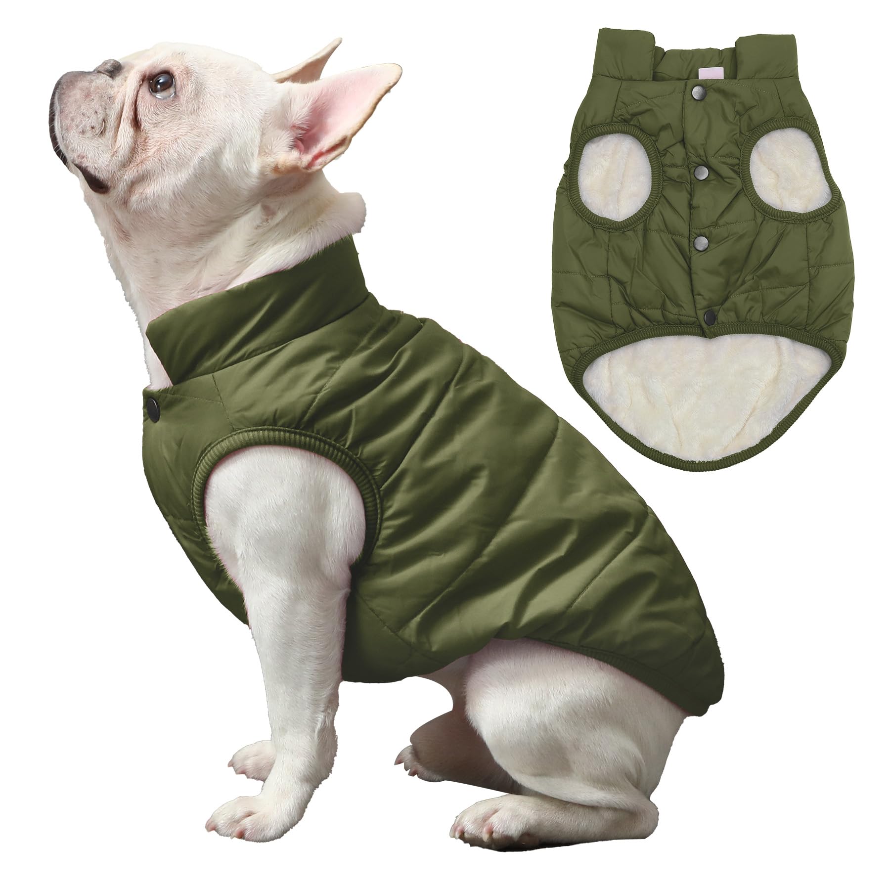 Joydaog 2 Layers Fleece Lined Warm Dog Jacket For Winter Cold Weather,Soft Windproof Large Dog Coat,Green Xxl