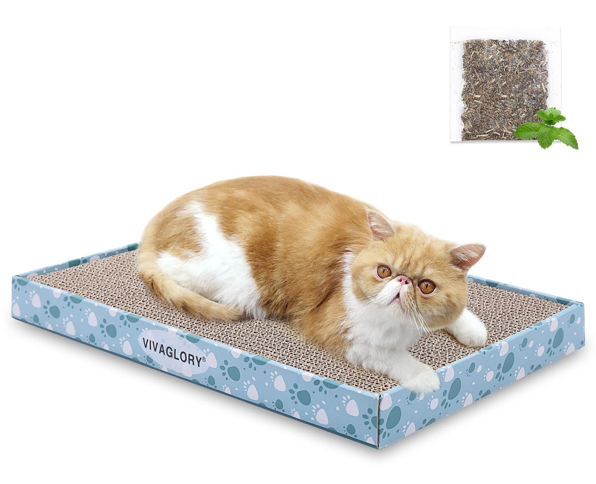 Vivaglory Cat Scratcher, Cat Scratching Pads With Box, Reversible Cat Scratching Board Cat Scratchers For Indoor Cats Kitty, Cardboard Cat Scratcher, Catnip Included, 1 Pack, Extra Wide