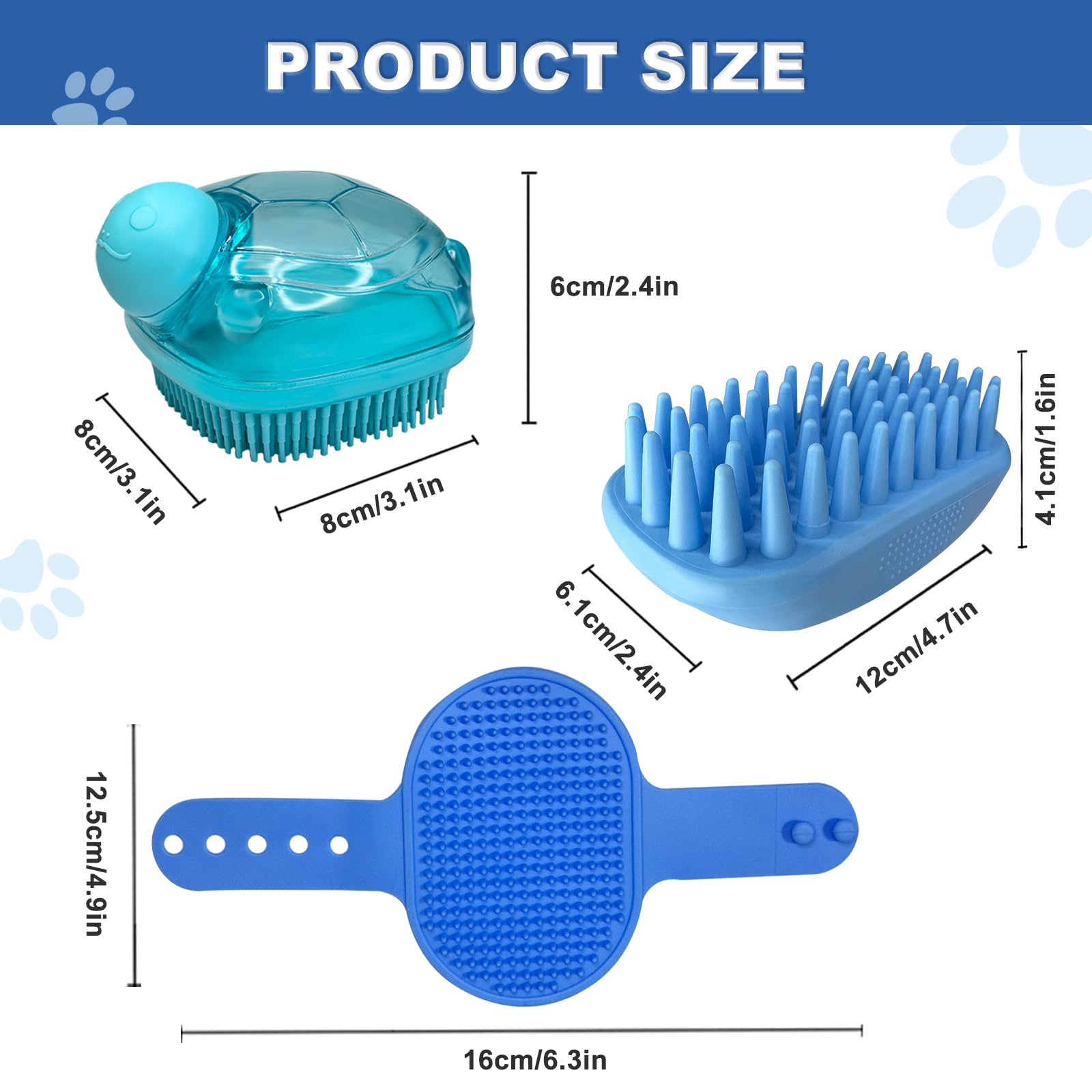 Idqquqq 3Pcs Dog Bath Brush, Dog Shampoo Brush, Dog Scrubber For Bath,Dog Bath Products Are Suitable For Short, Long Haired Dogs