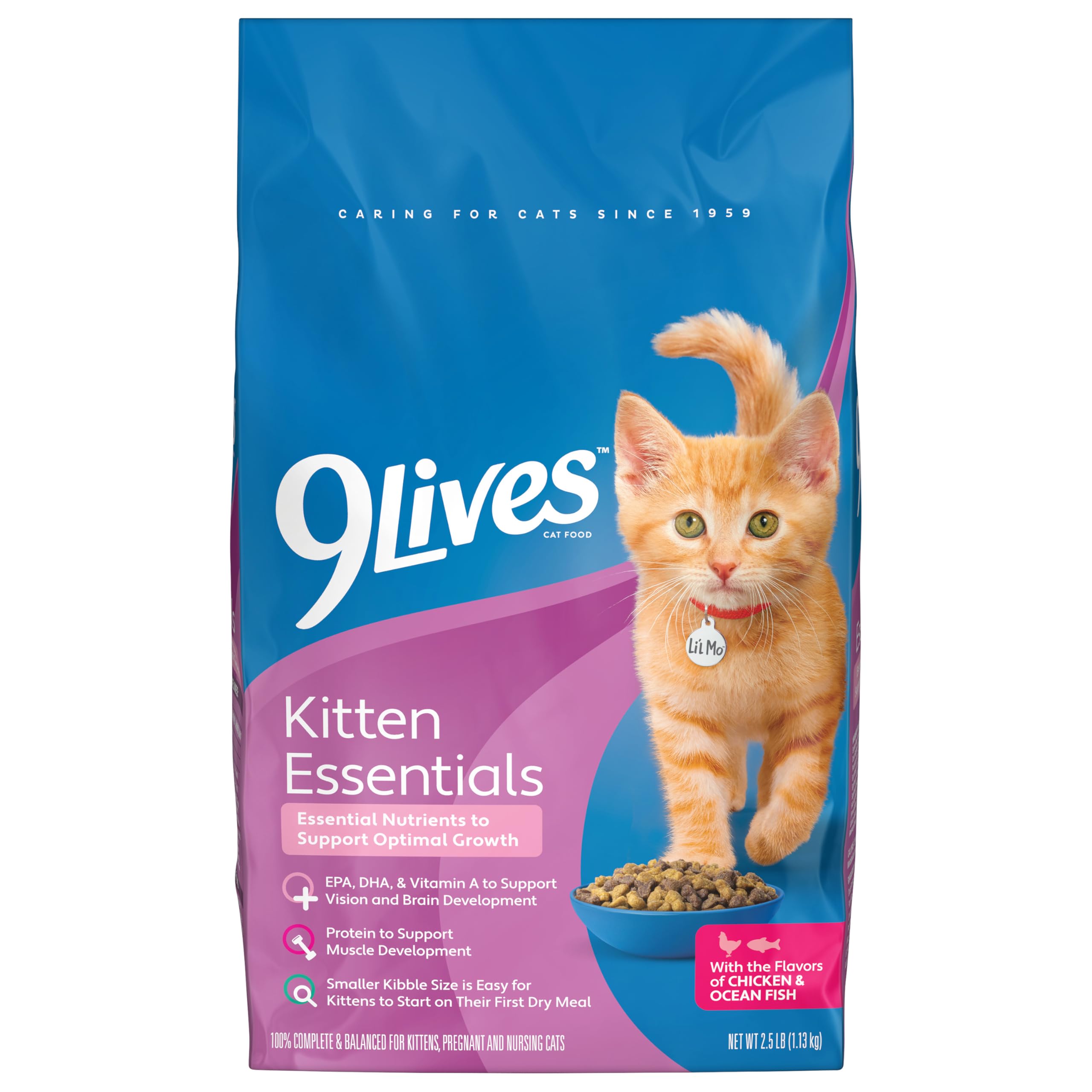 9Lives Kitten Essentials Chicken & Ocean Fish Dry Cat Food, 2.5lb Bag, Pack of 4