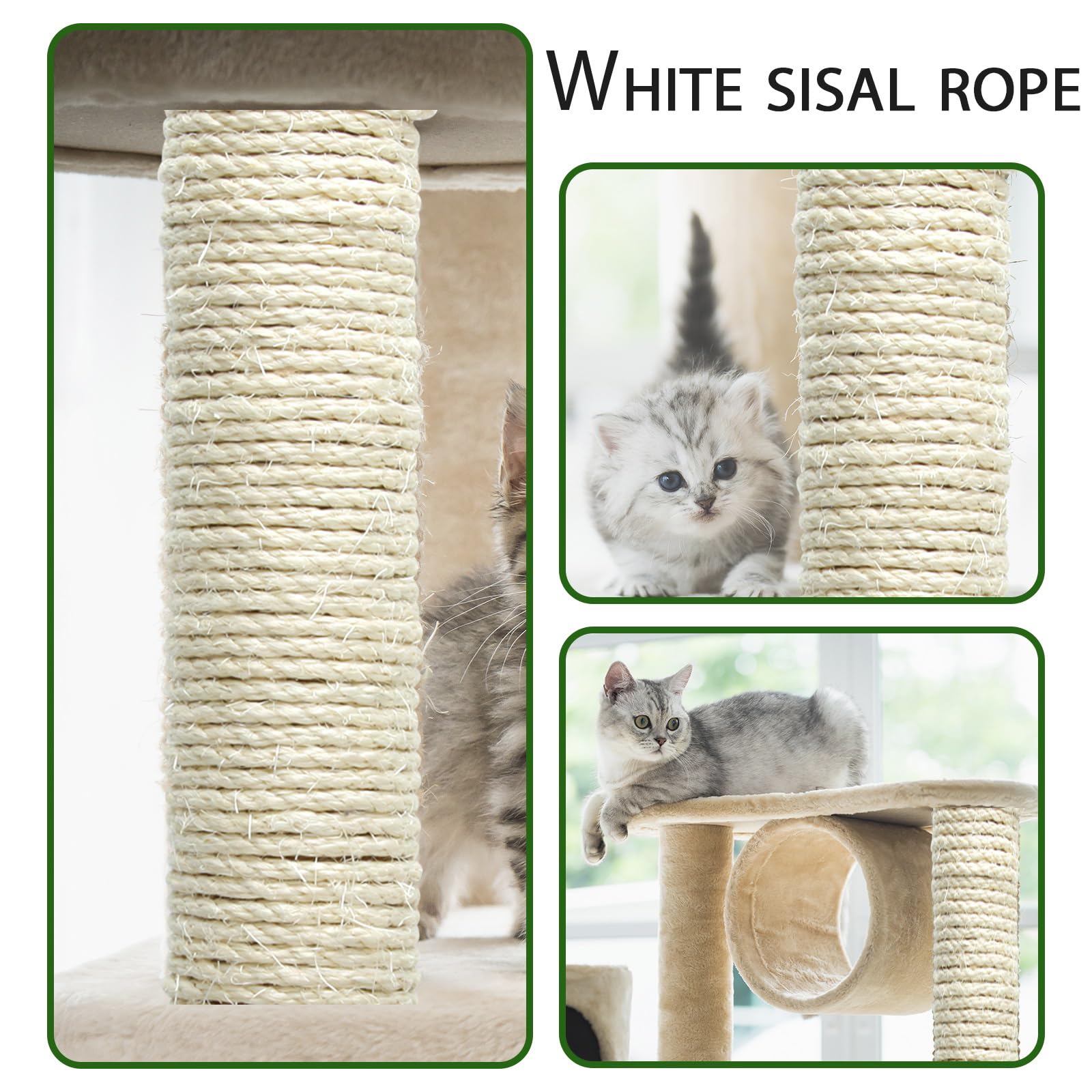 Natural Sisal Rope 8Mm 98-Feet For Cat Scratching Post Tree Tower Replacement Repair And Replace, Diy Hemp Twine Rope For Cat Sc