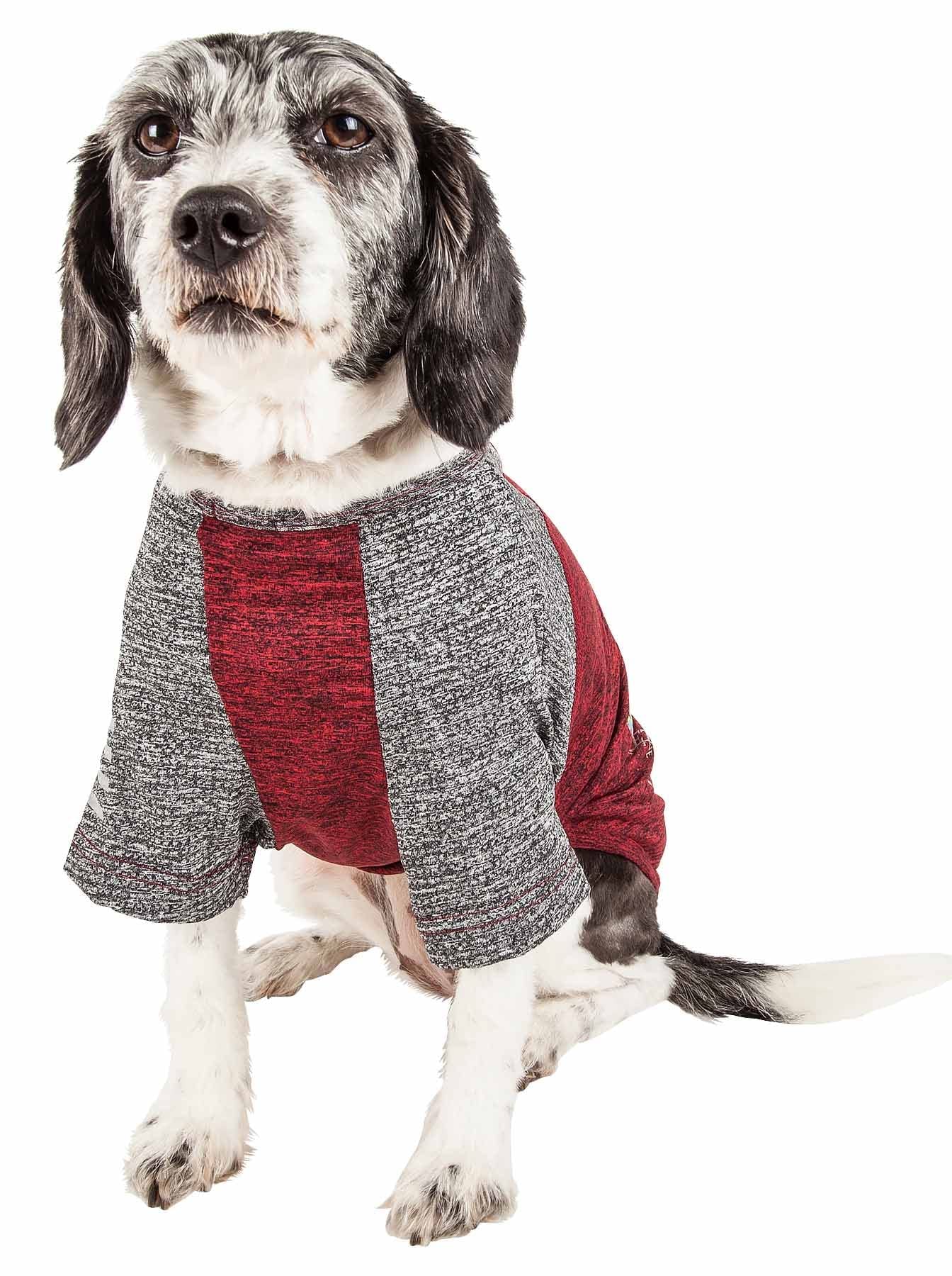 Pet Life Active Hybreed 4-Way Stretch Two-Toned Performance Dog T-Shirt, Large, Maroon