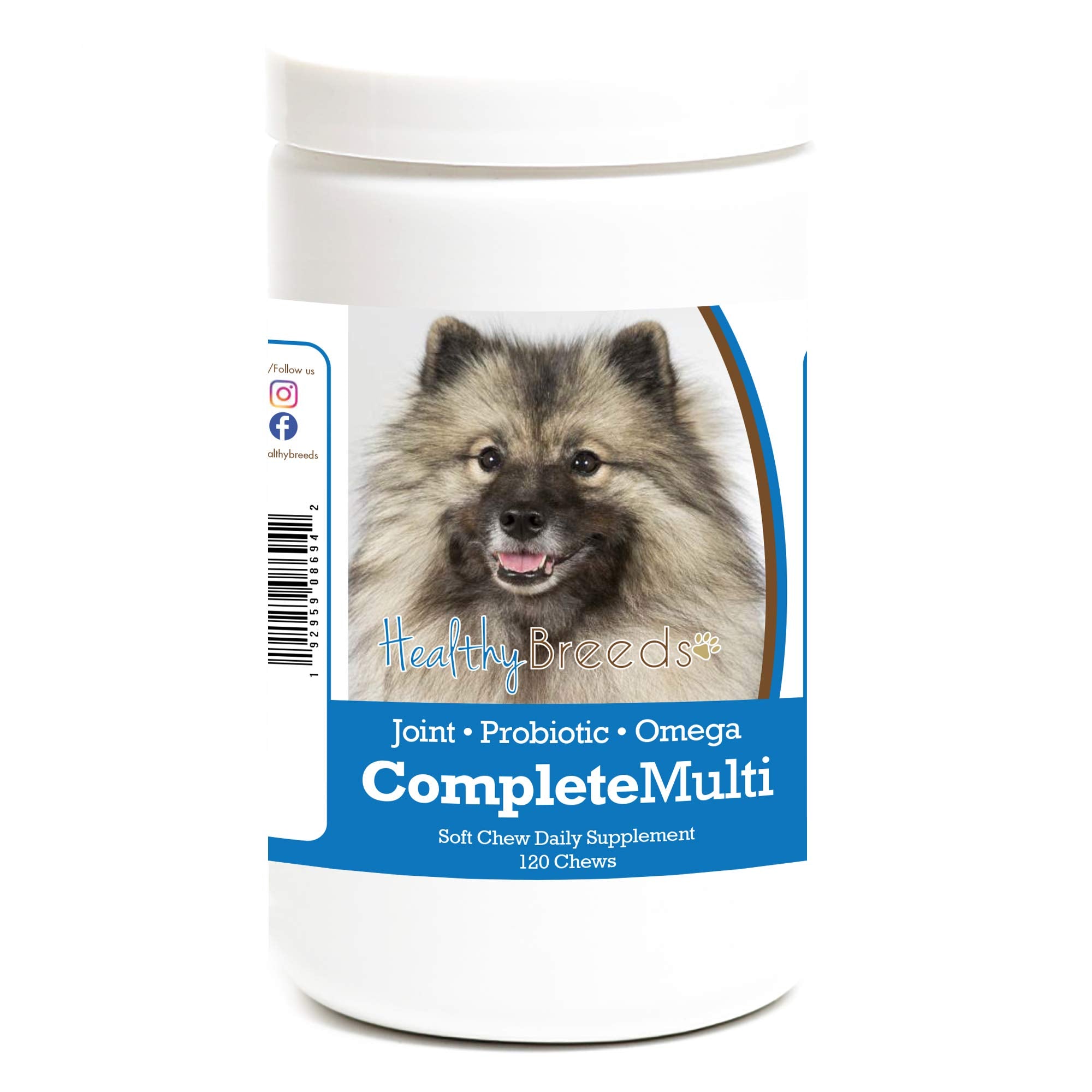 Healthy Breeds Keeshonden All-in-One Multivitamin Soft Chews, 120 Count - Essential Nutrients for Keeshonden Health