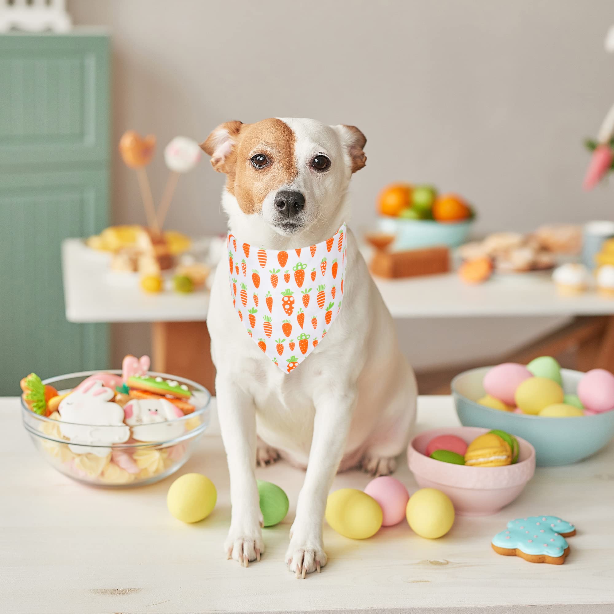 Adoggygo Easter Dog Bandana, Multiple Sizes Offered, Reversible Festival Pet Bandana Triangle Dog Scarf For Medium Large Dogs Pets (Large, Easter)