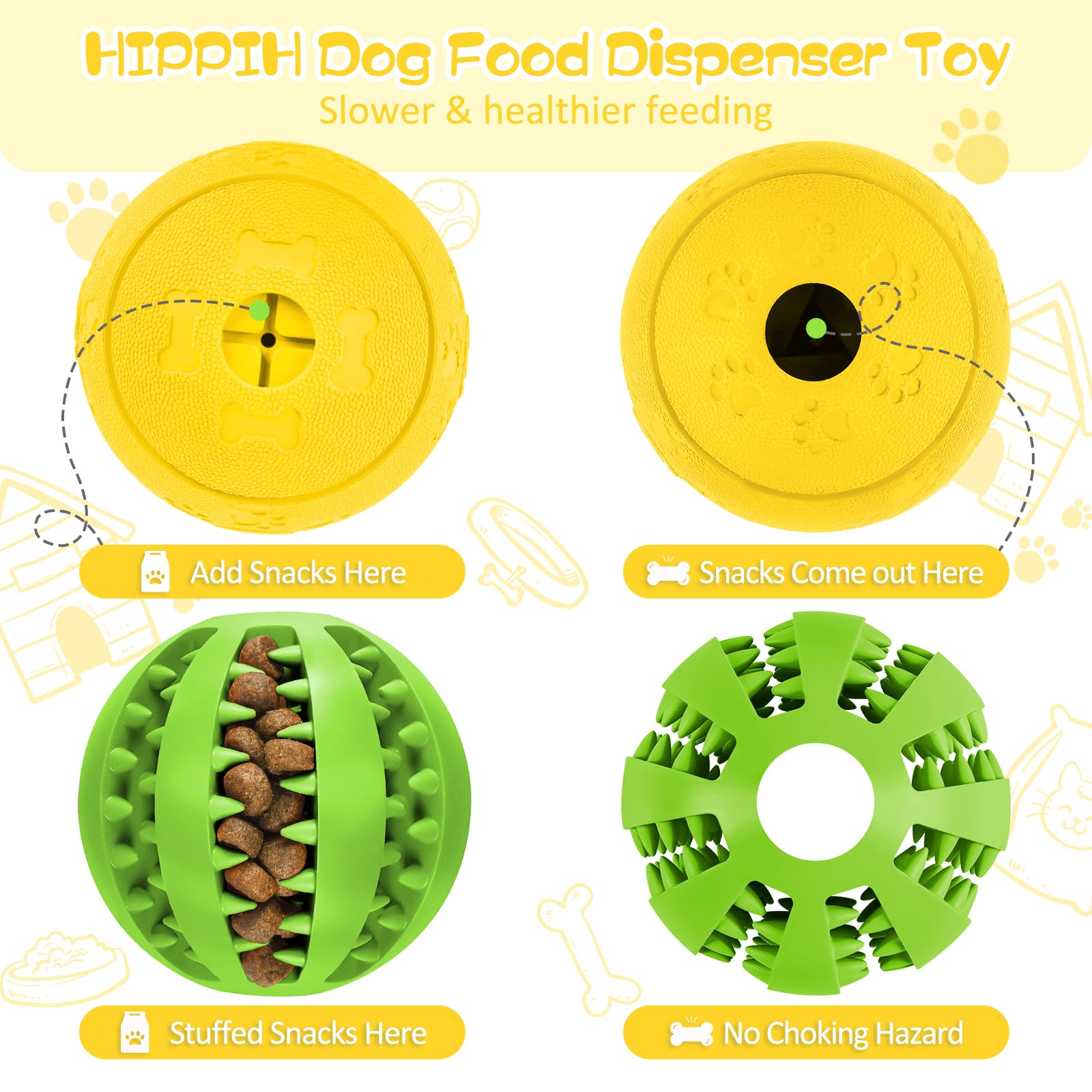 Dog Puzzle Toy 2 Pack, HIPPIH Interactive Dog Toys for Treat Dispensing, Durable Puppy Toys for Teething Small Dogs, Dog Treat B