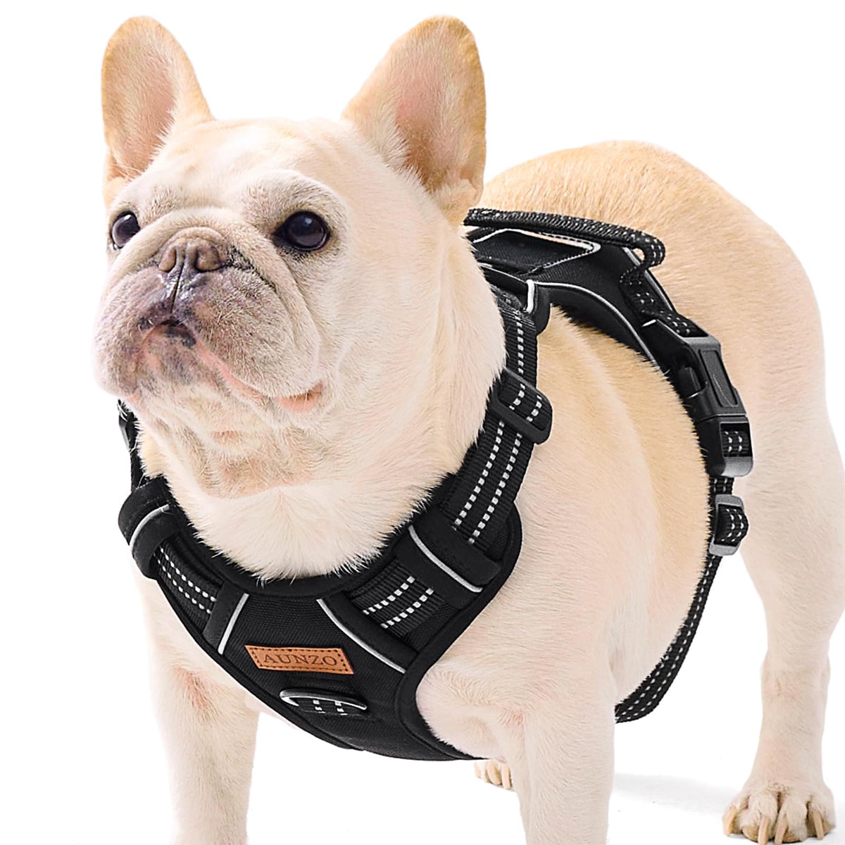 Dog Harness For Small Dog Breeds, Non Pulling Escape Proof Black Reflective Puppy Vest Harness, No Choke, Adjustable And Soft Pa