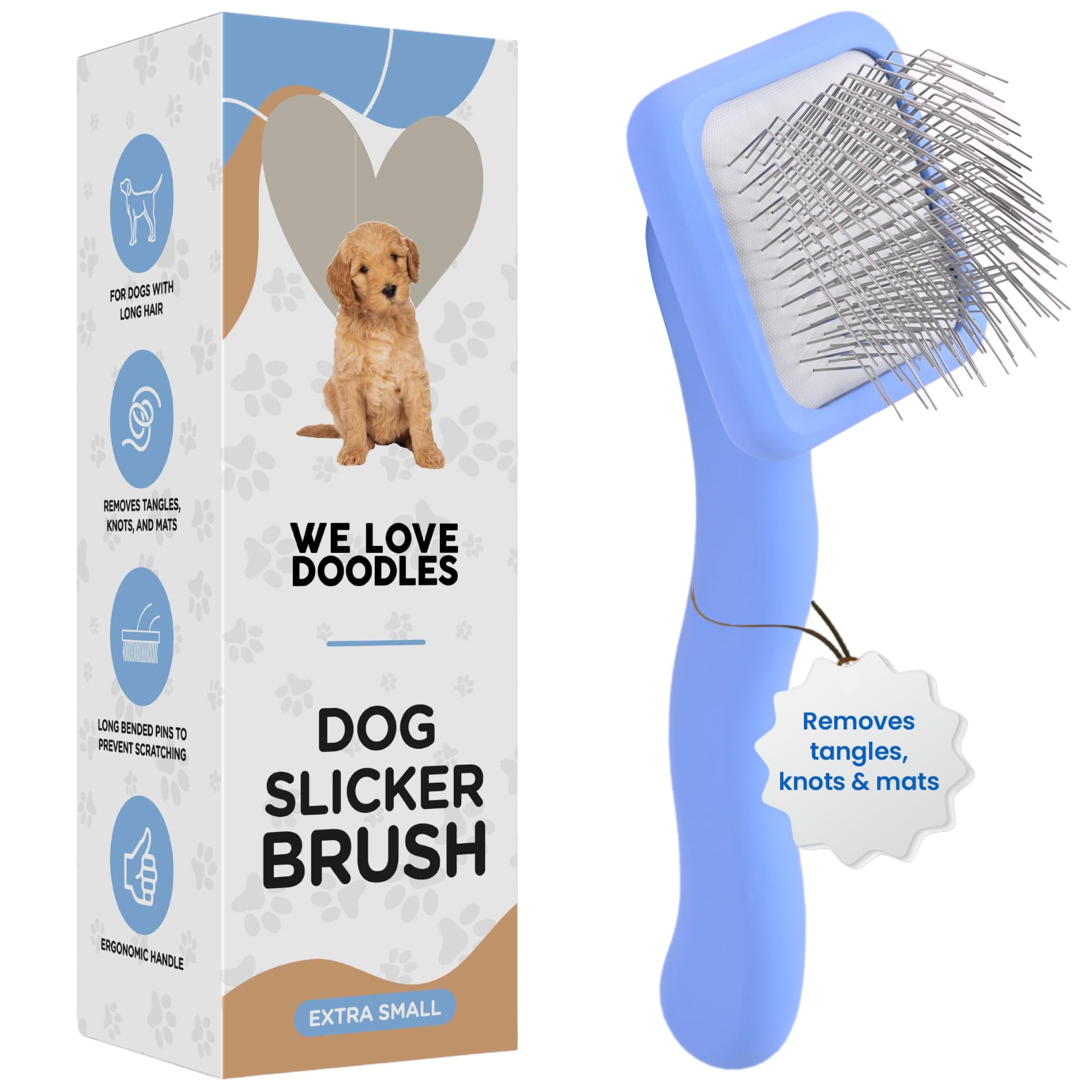We Love Doodles Dog Slicker Brush for Grooming Pet Hair - Best Brushes For Poodle & Golden Doodle - Long Haired Coat Hairbrush -