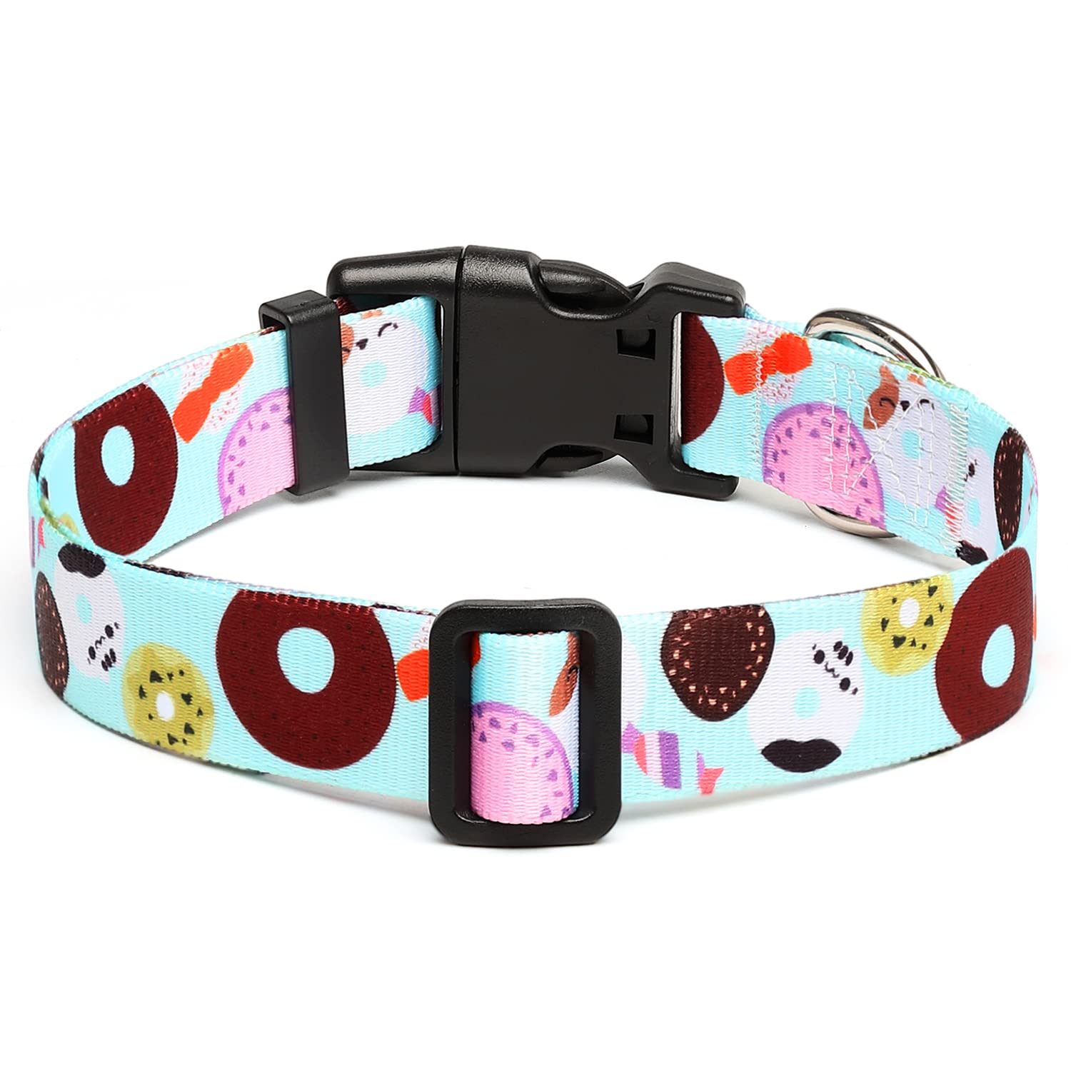 Mercano Adjustable Dog Collar - Special Design Patterns, Soft Nylon Comfortable Durable Pet Collar For Small Medium Large Dogs (L, Blue Cookie)