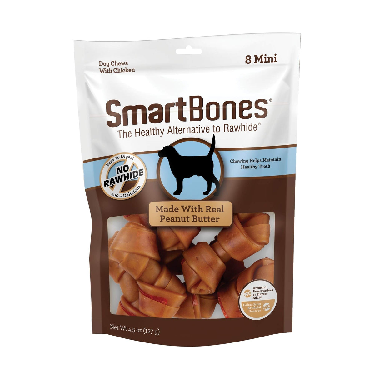 Smartbones With Peanut Butter Mini Chews 8 Count, Rawhide-Free Chews For Dogs, No Artificial Preservatives Or Flavors Added