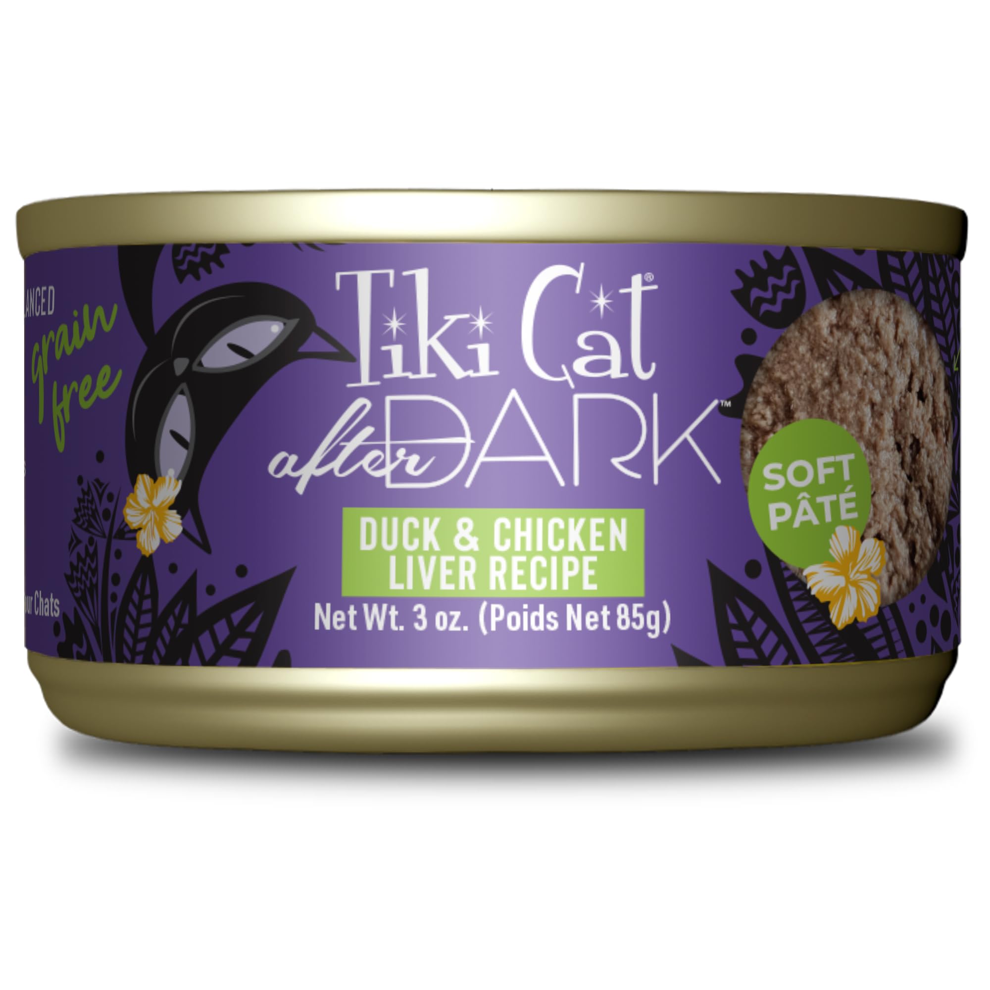 Tiki Cat After Dark Pt  , Duck & Chicken Liver, High-Protein and 100% Non-GMO Ingredients, Wet Cat Food for Adult Cats, 3 oz. Ca