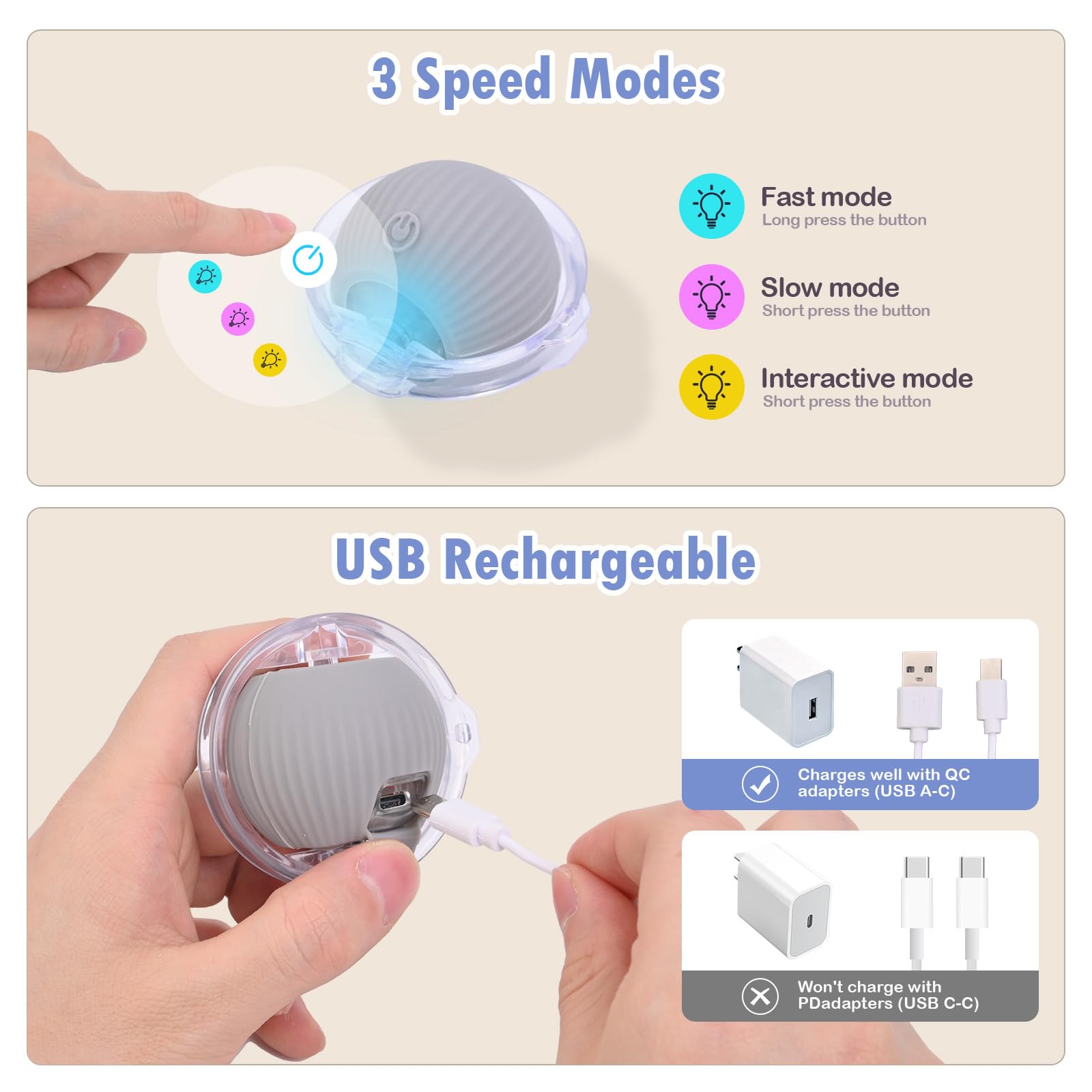 Bibrenies Interactive Cat Toys, Fast Rolling Ball In Play Mat, Automatic Motion Activated Moving Ball Hide And Seek Mouse Catchi