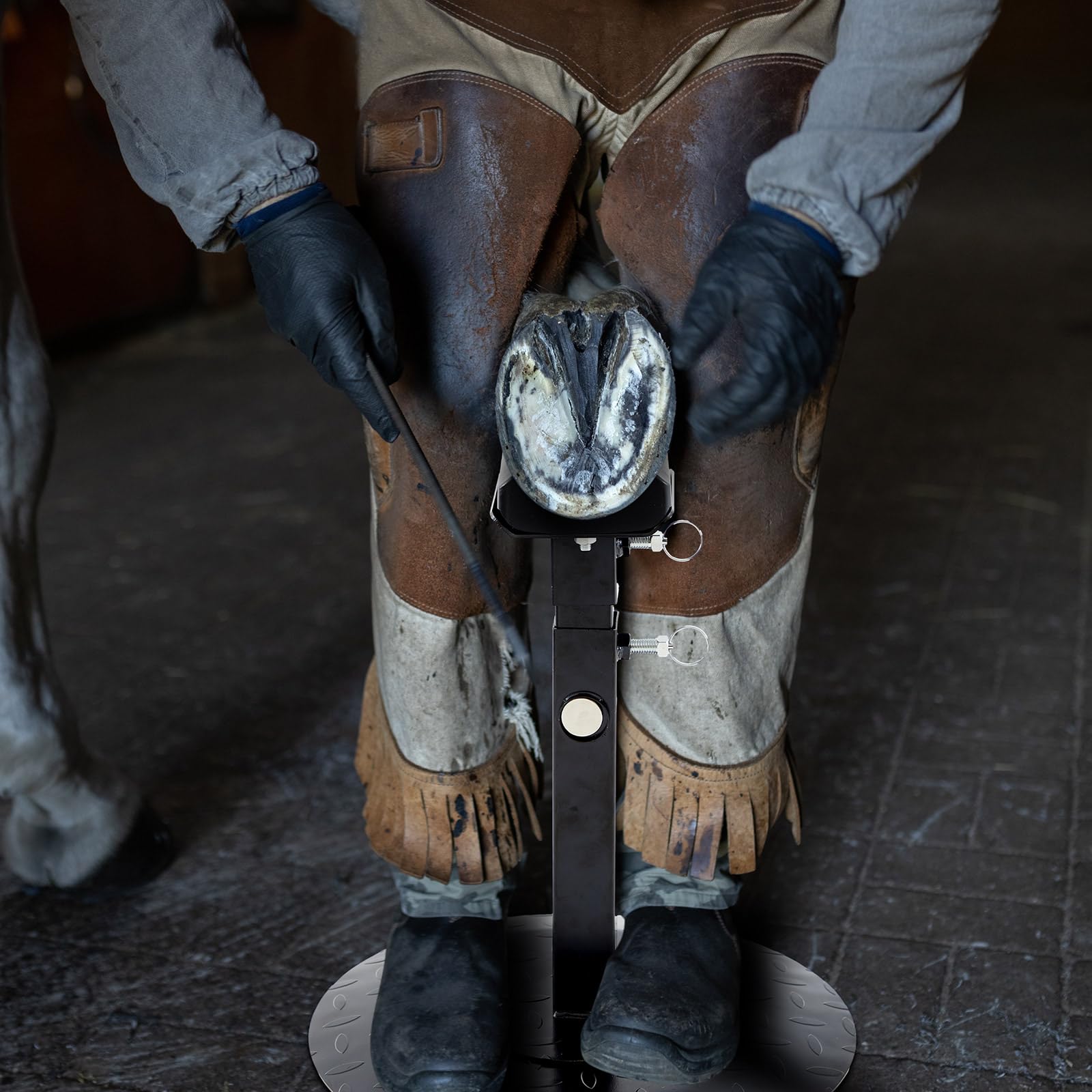 Zonon Metal Adjustable Farrier Stand Blacksmith Farrier Horse Hoof Stand Height Farrier Stand For Horses Black Horse Hoof Trimmi