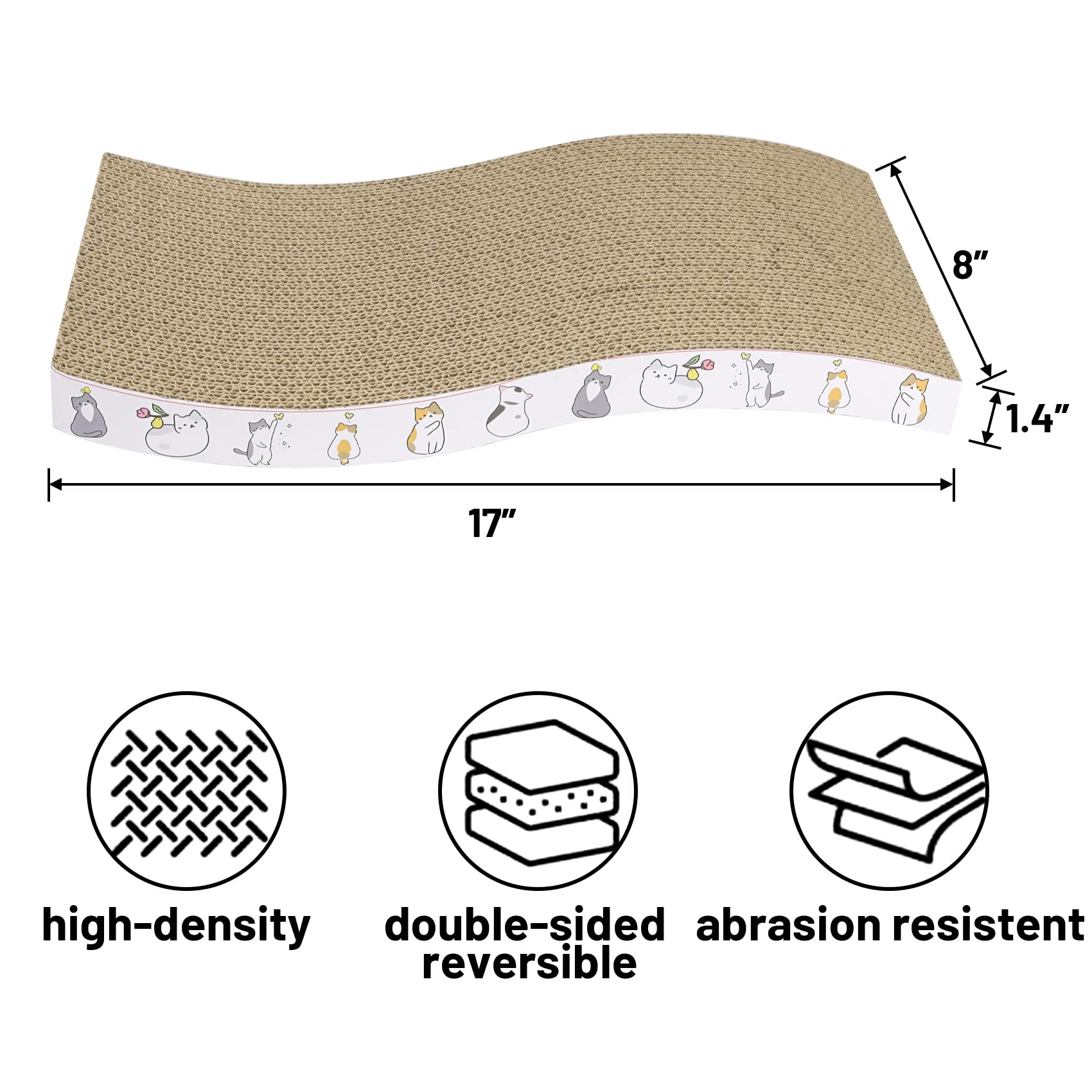 Patiencet Cat Scratcher Cardboard 4 Pack Cat Scratch Pad Reversible Scratcher Texture Curve Design Durable Cat Scratchers For Indoor Cats Lounger Sofa