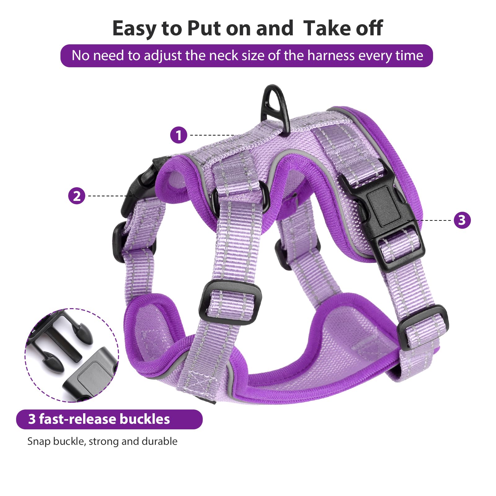 Rttochfy Cat Harness and Leash Set, Adjustable and Reflective Cat Vest, Escape Proof Kitten Harness, Easy to Put on with 3 Buckl
