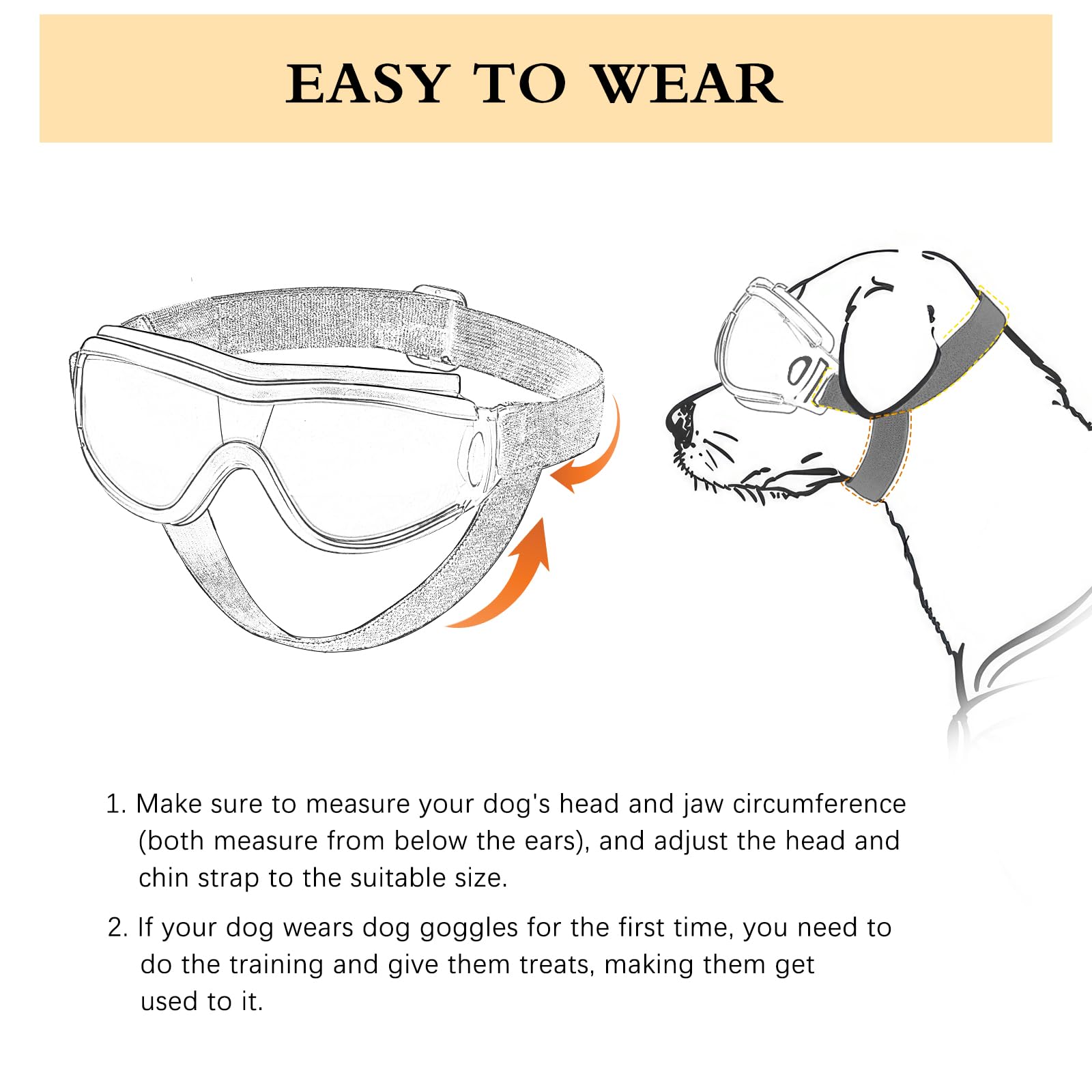 Lewondr Dog Goggles Small To Medium Breed, Dog Sunglasses With Adjustable Straps & Air Vents, Uv/Wind/Dust/Fog/Snow Proof Dog Ey
