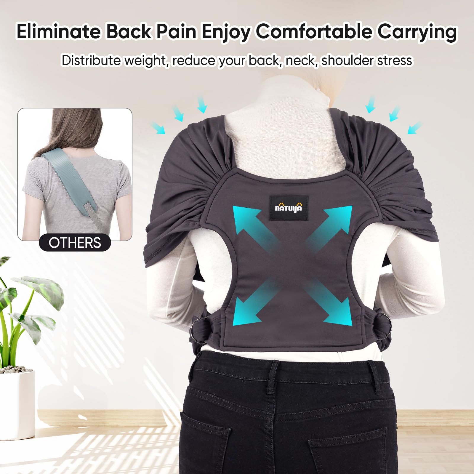 Natuya Dog Sling Carrier, Small Dog Front Carrier, Lightweight Hands Free Puppy Carrier, Anti-Anxiety Cat Sling, Size Adjustable