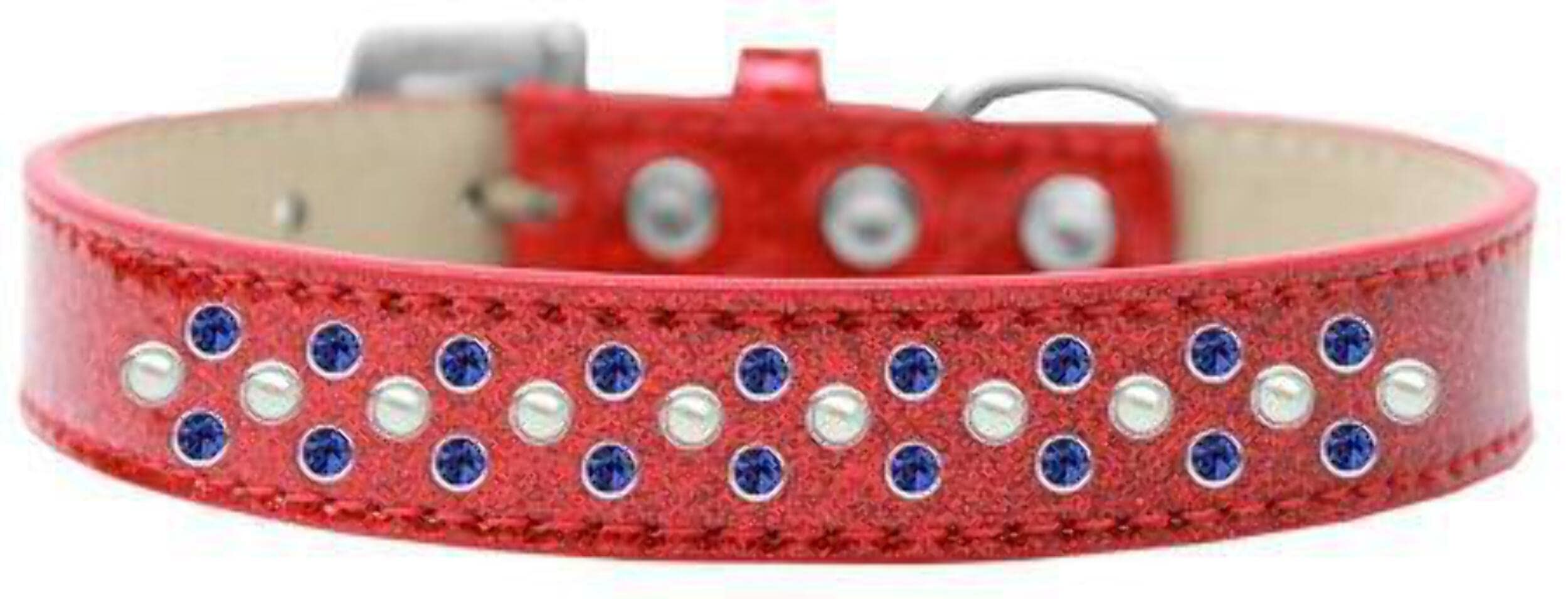 Mirage Pet Products Sprinkles Ice Cream Dog Collar with Pearl and Blue Crystals, Size 14, Red