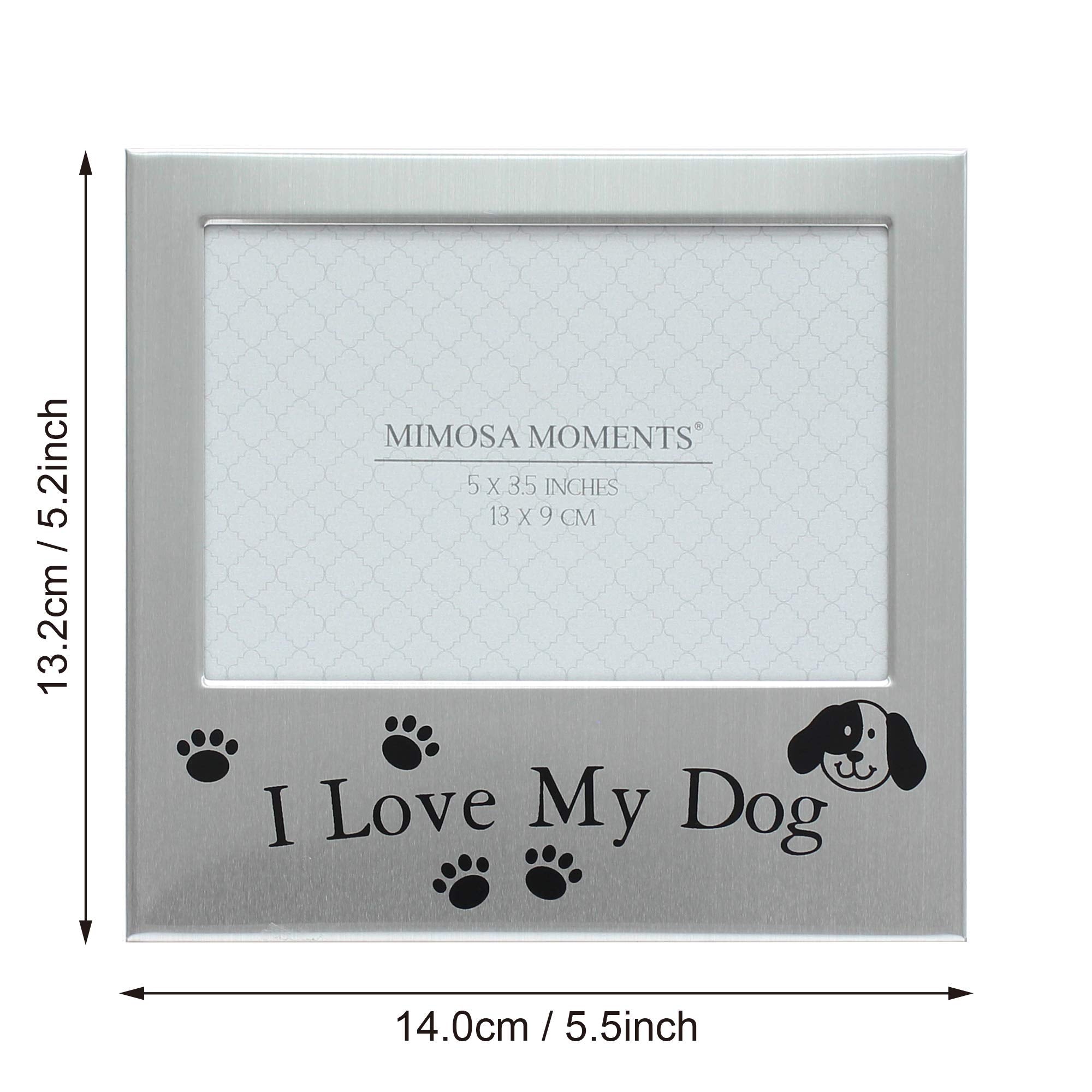 Mimosa Moments Metal Pet 5X3 Picture Frame Saying I Love My Dog With Paw Print