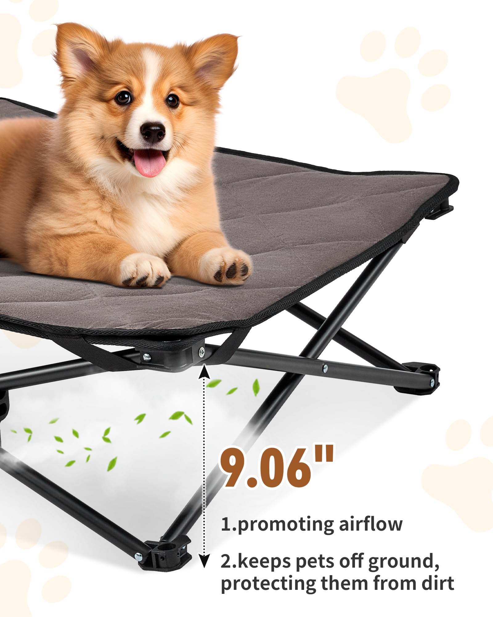 Kingcamp Elevated Dog Bed For Small Dogs, Raised Outdoor Indoor Portable Cooling Cot Lifted Pet Hammock Off Ground With Washable