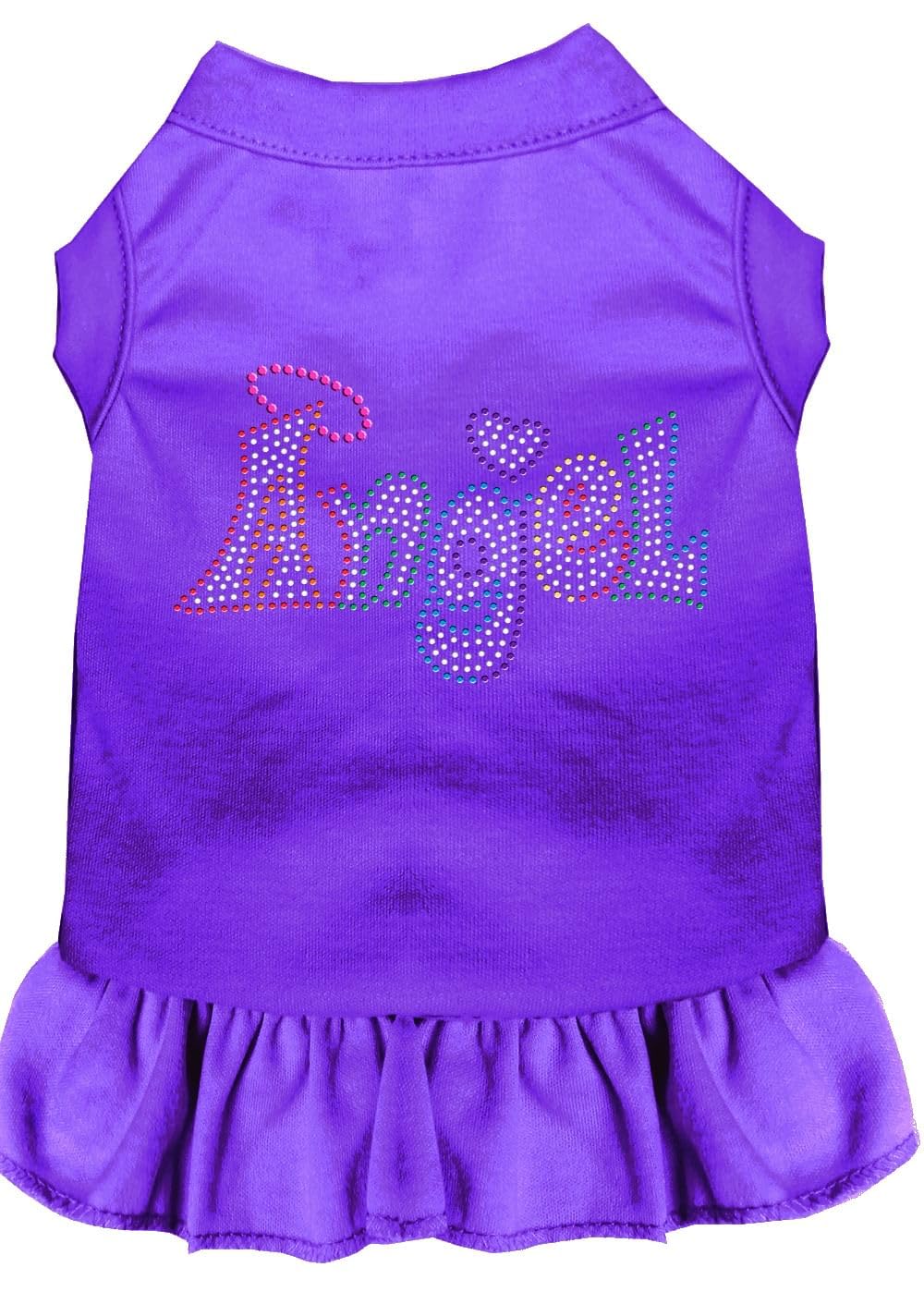 Rhinestone Pet Dog & Cat Dress Rhinestone, &quot;Technicolor Angel&quot; Purple LG (10-14 lbs.)