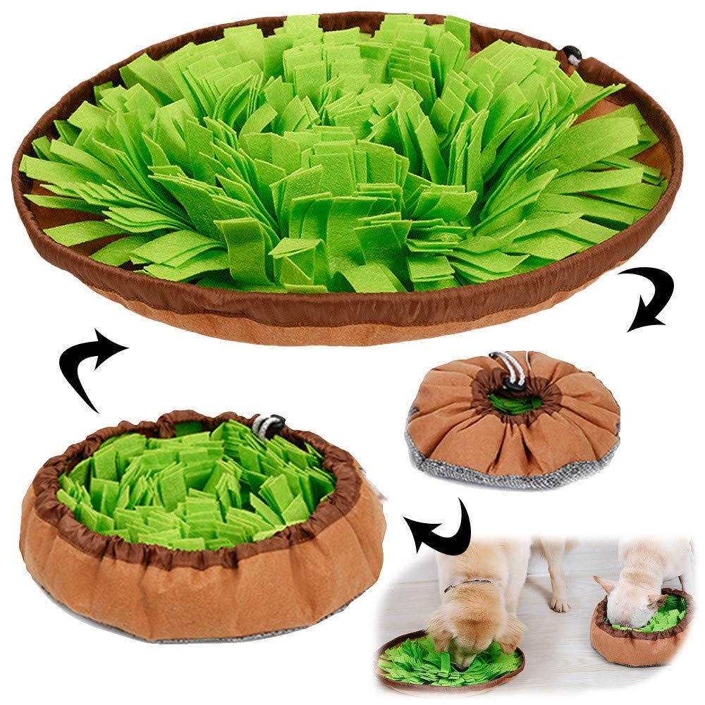 AWOOF Pet Snuffle Mat for Dogs, Interactive Feed Game for Boredom, Encourages Natural Foraging Skills for Cats Dogs Bowl Travel 