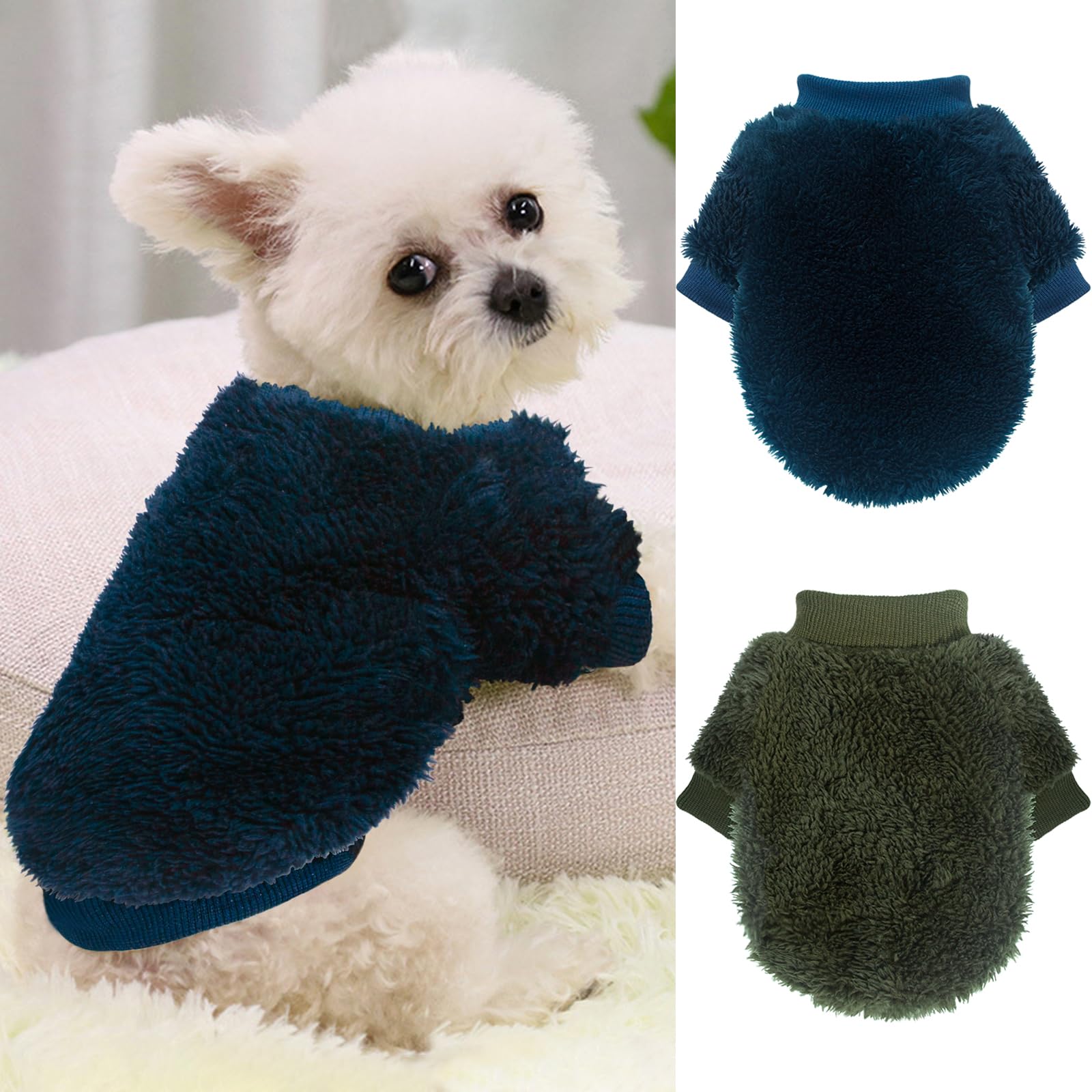 2 Pieces Dog Sweaters For Medium Dogs Winter Warm Puppy Clothes Fleece Chihuahua Sweater Cute Small Dog Clothing For Boys Male C