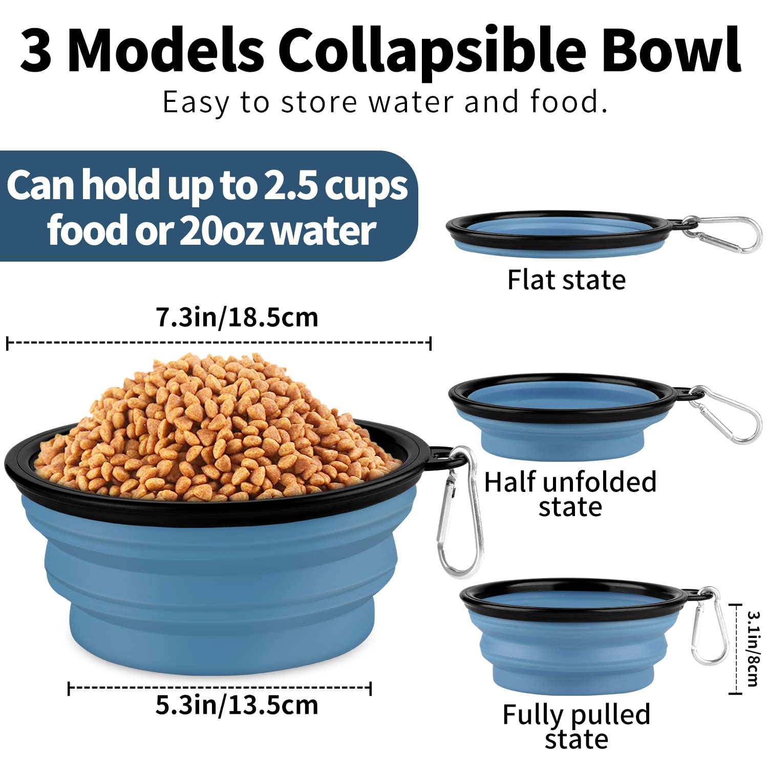 Paercute Collapsible Dog Bowl, Lightweight And Portable, Ideal For Outdoor, Camping, Hiking, Suitable For Dogs