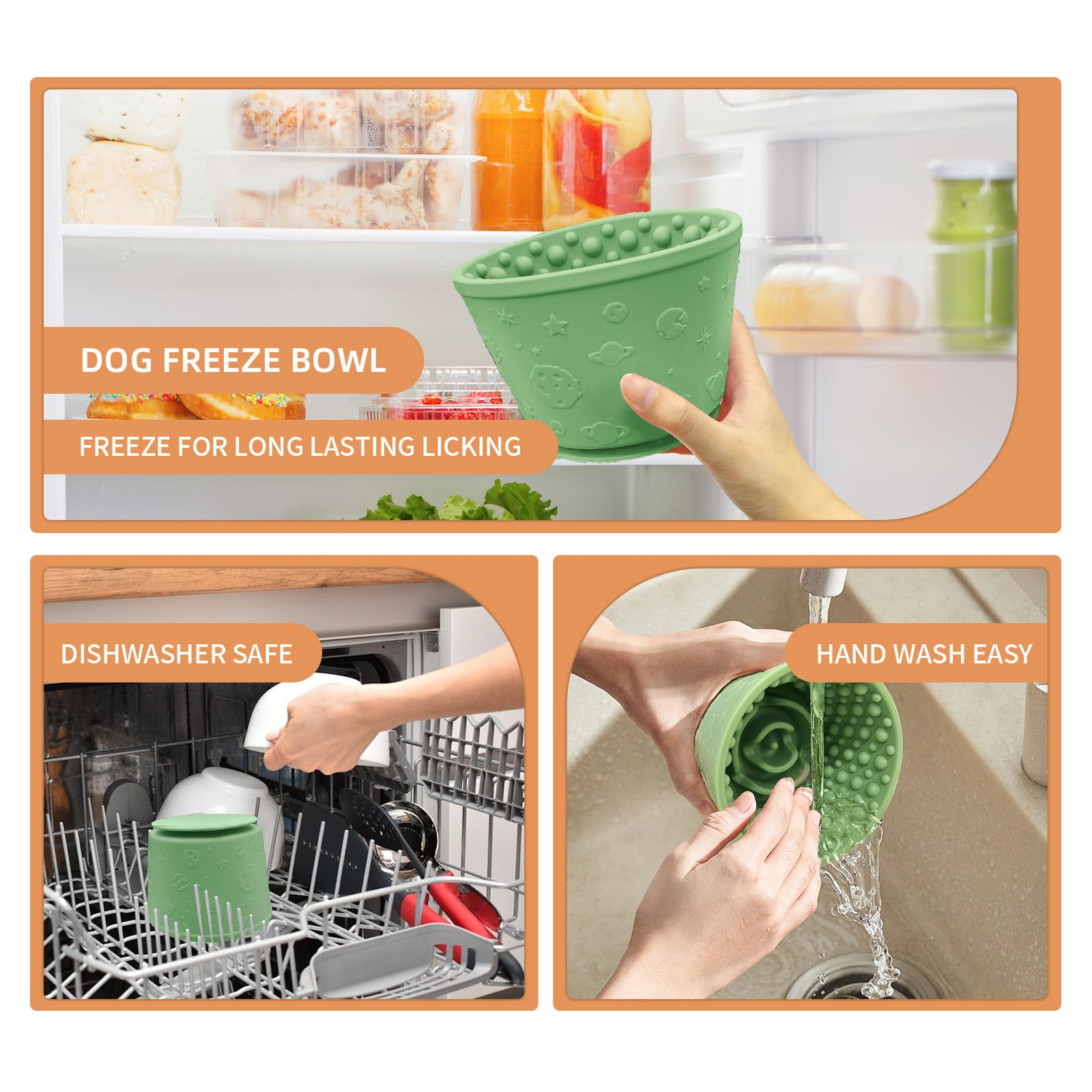 Dog Lick Bowl,Anxiety Relief Non-Slip Silicone Treat Bowl,Durable Anti-Choking Long-Lasting Enrichment Slow Feeder Licking Mat f