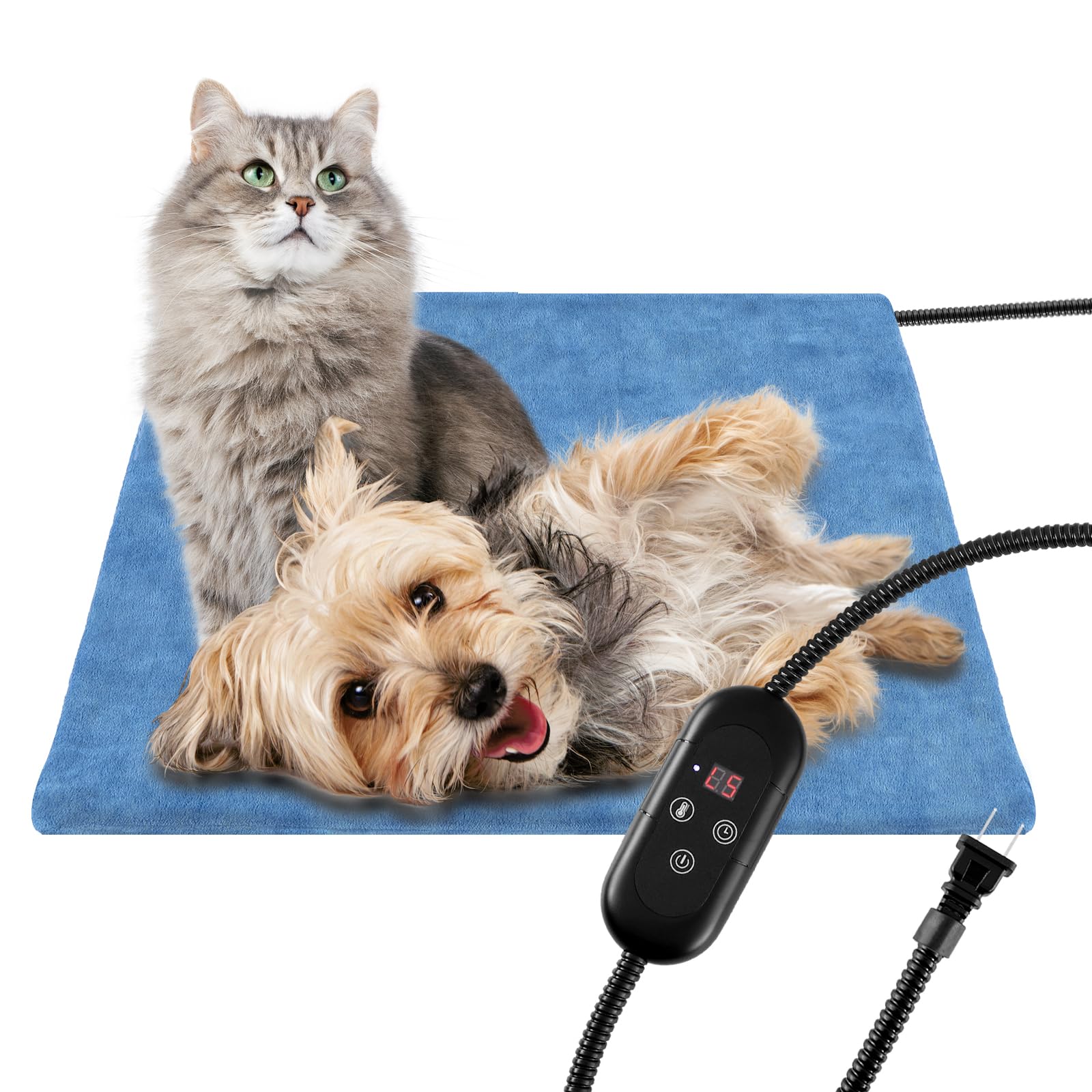 Kekelan Pet Heating Pad For Cats, Indoor Outdoor Waterproof Electric Heated Pad Mat For Dogs With Chew Resistant Cord,5 Timer An