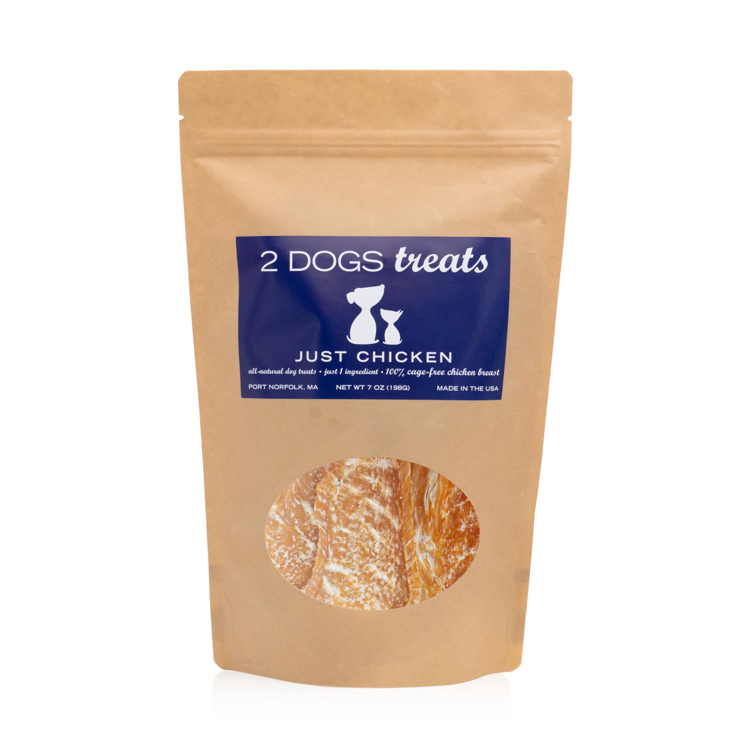 2 Dogs Treats Chicken Jerky - 100% USA-Sourced, Grain-Free, 7 oz, Single-Ingredient, Great for Sensitive Stomachs, High Value for Training