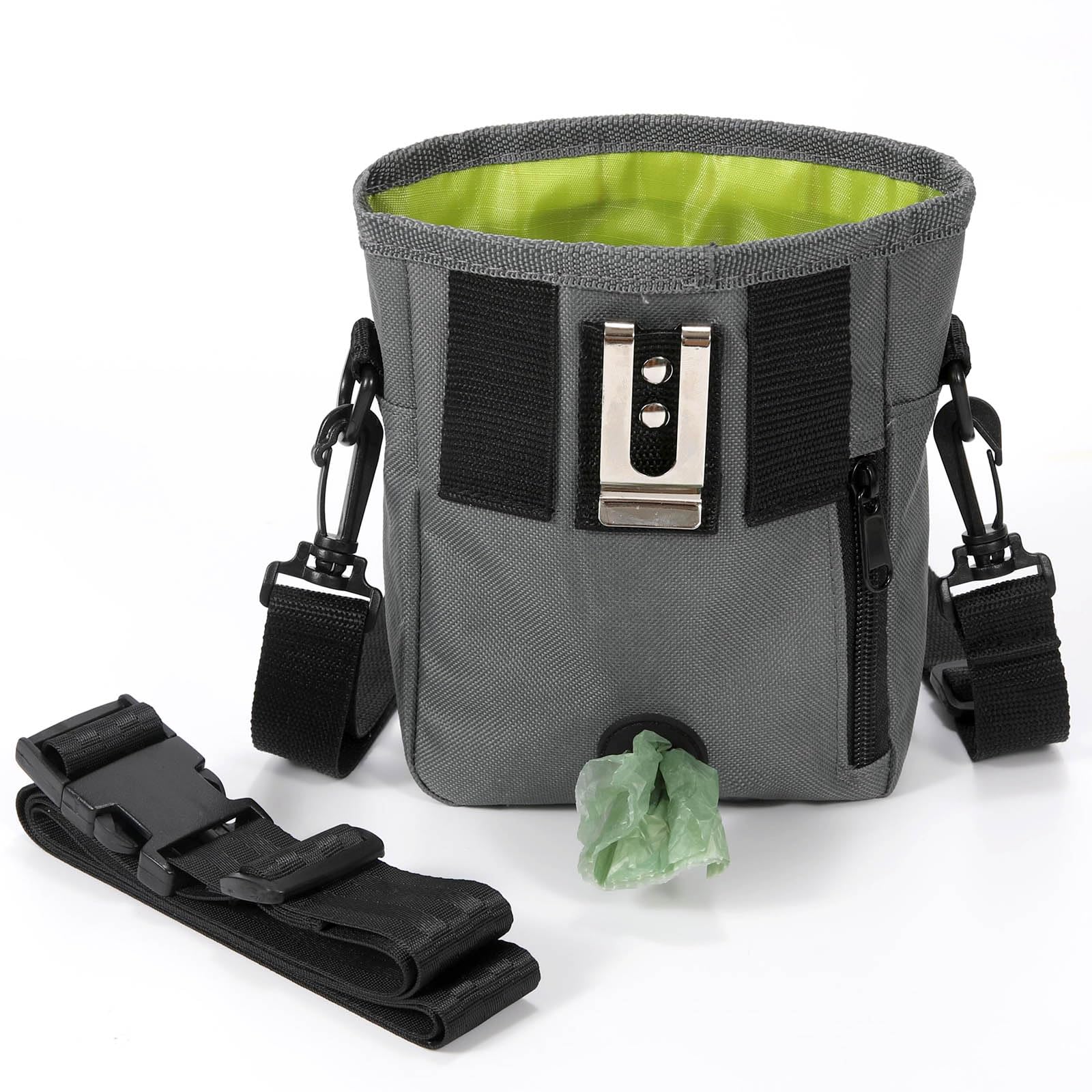 Egiao Dog Treat Pouch 2.0, Strong Magnetic Closure, Poop Bag Dispenser (Including Collapsible Dog Bowl, Training Clicker, Poop B