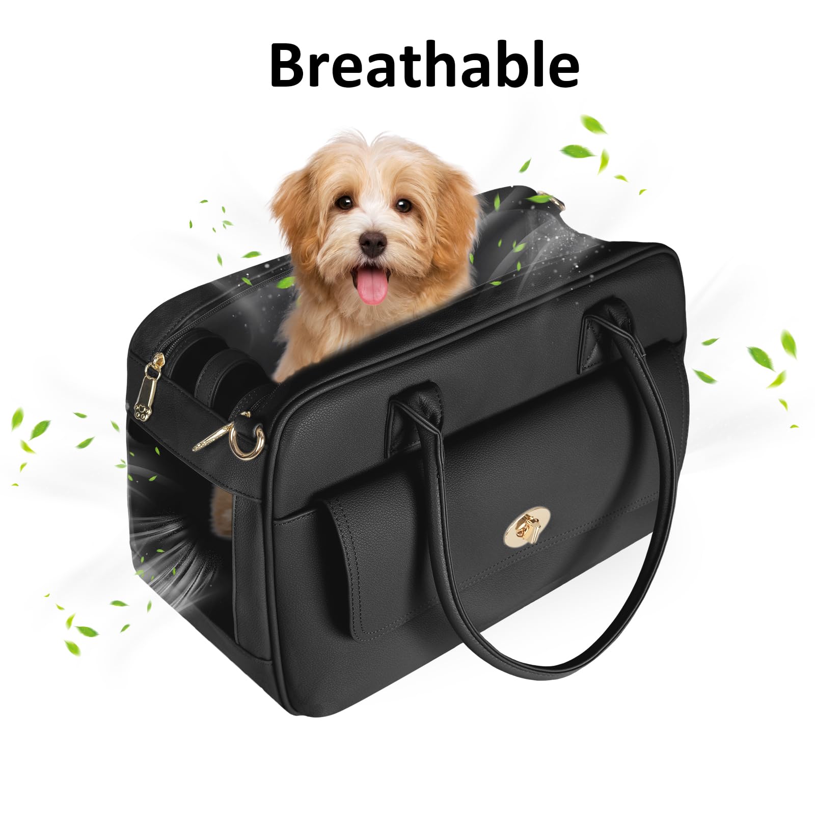 Fashion Pet Carrier Dog Purse Carrier Cat Soft-Sided Carriers For Puppy Kitten, Stylish Leather Handbag Tote Travel Pet Bag For