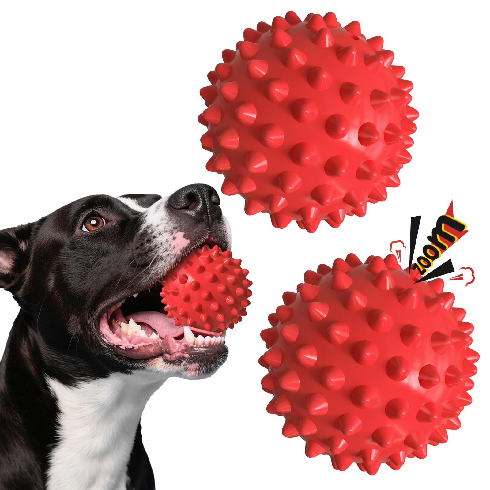 Apasiri Dog Balls Squeaky Dog Toys For Large Dogs, Dog Toys For Aggressive Chewers, Tough Spiky Dog Ball, Floatable Rubber Pet T