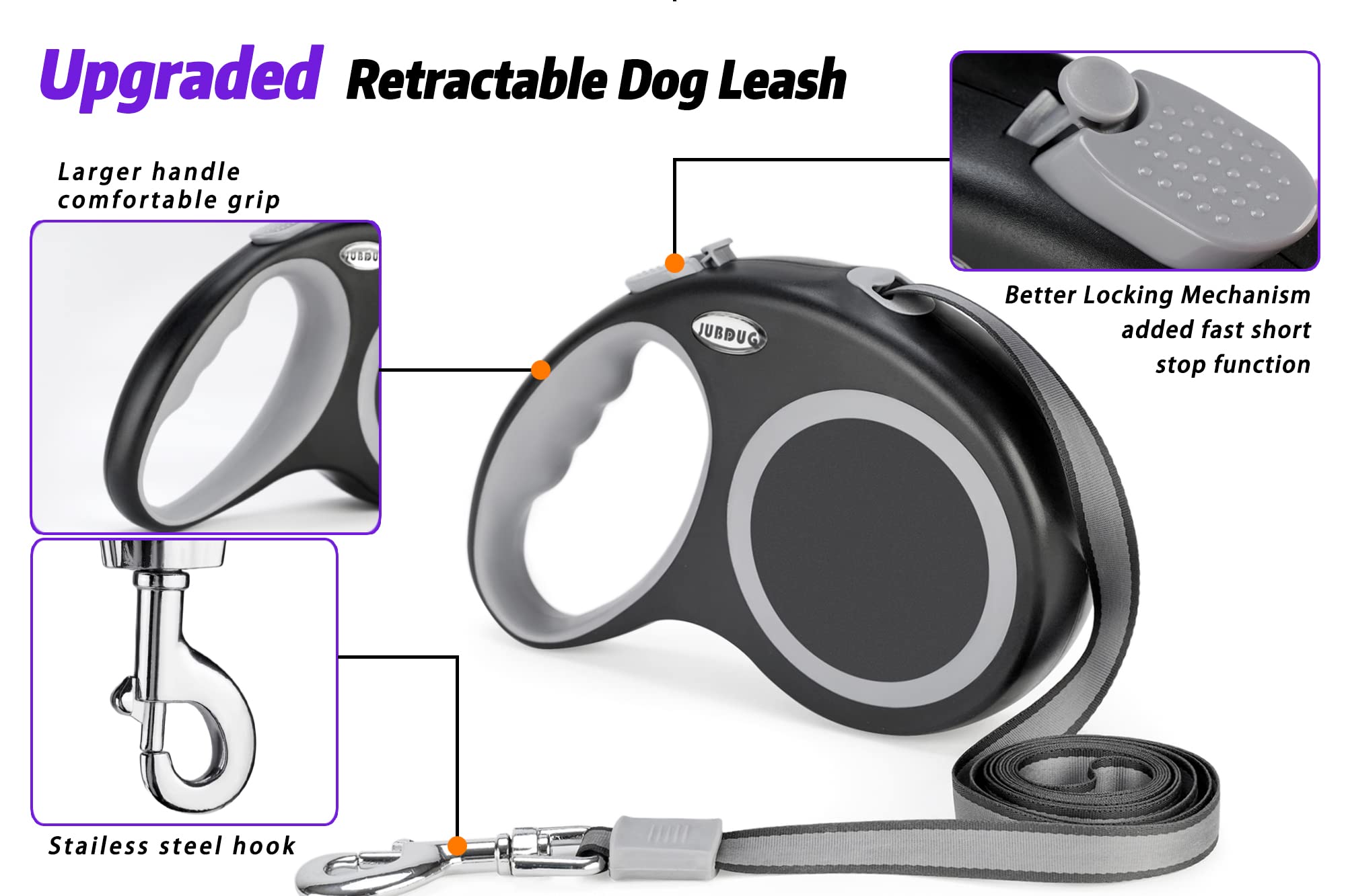 Retractable Dog Leash, 26 Feet Dog Leash For Small To Large Dogs Up To 110Lbs,Heavy Duty Design With Anti-Slip Handle, One-Hande