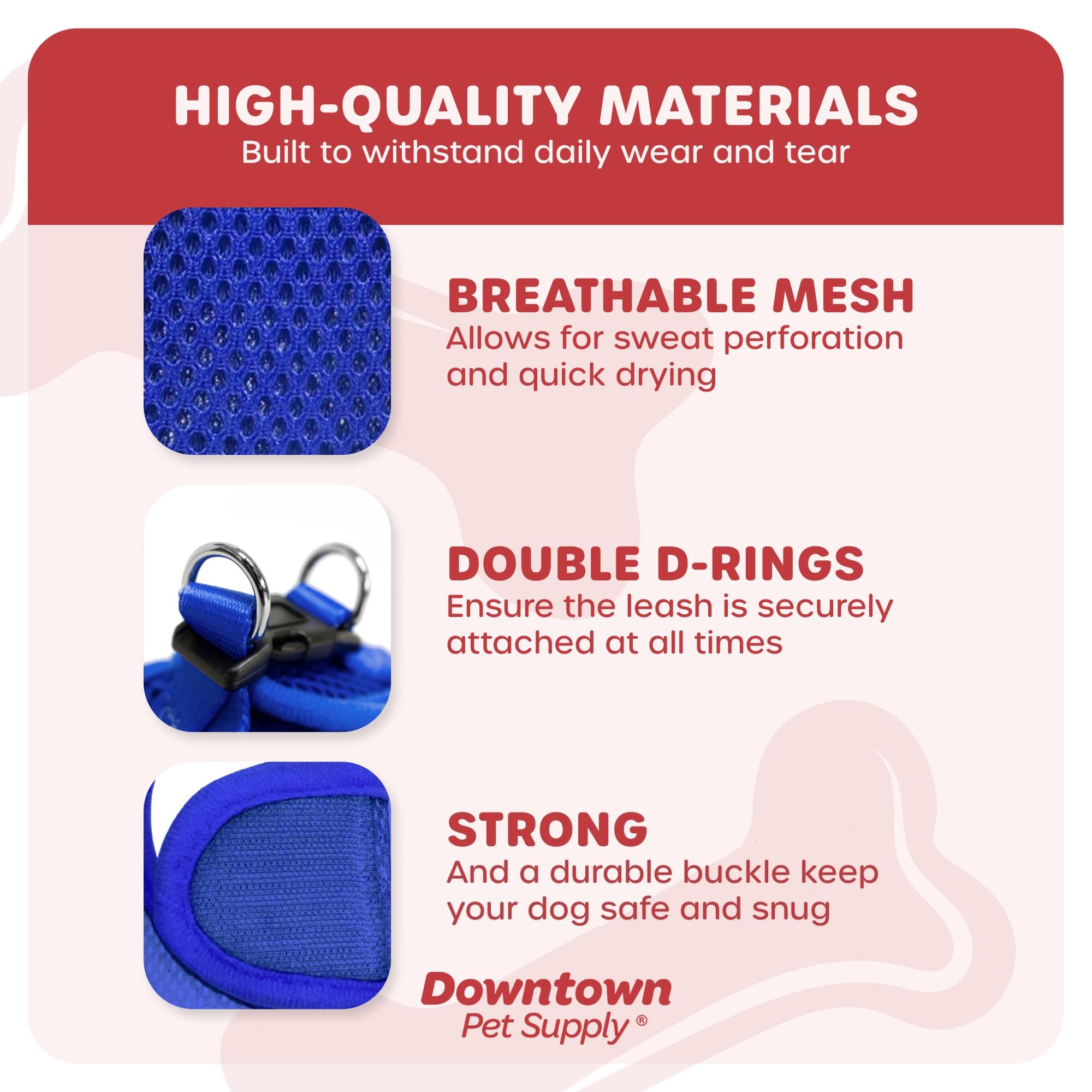 Downtown Pet Supply Step In Dog Harness No Pull, X-Large, Blue - Adjustable Harness With Padded Mesh Fabric And Reflective Trim