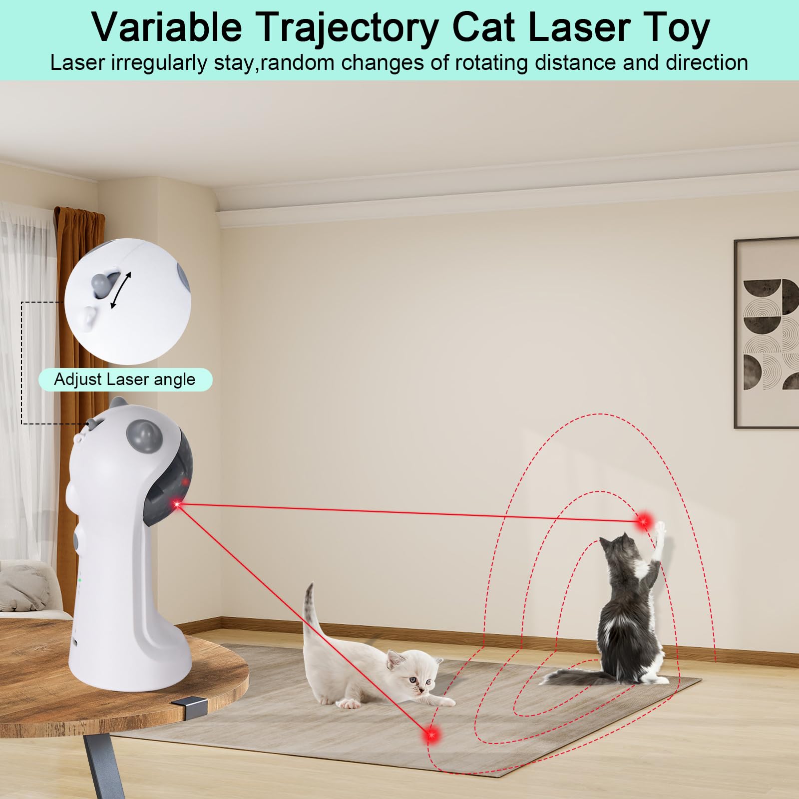 Tbteek Motion-Activated Interactive Cat Toy, Usb Rechargeable Automatic Cat Toy With Rotating Red Light, 4 Speed Modes For Indoo