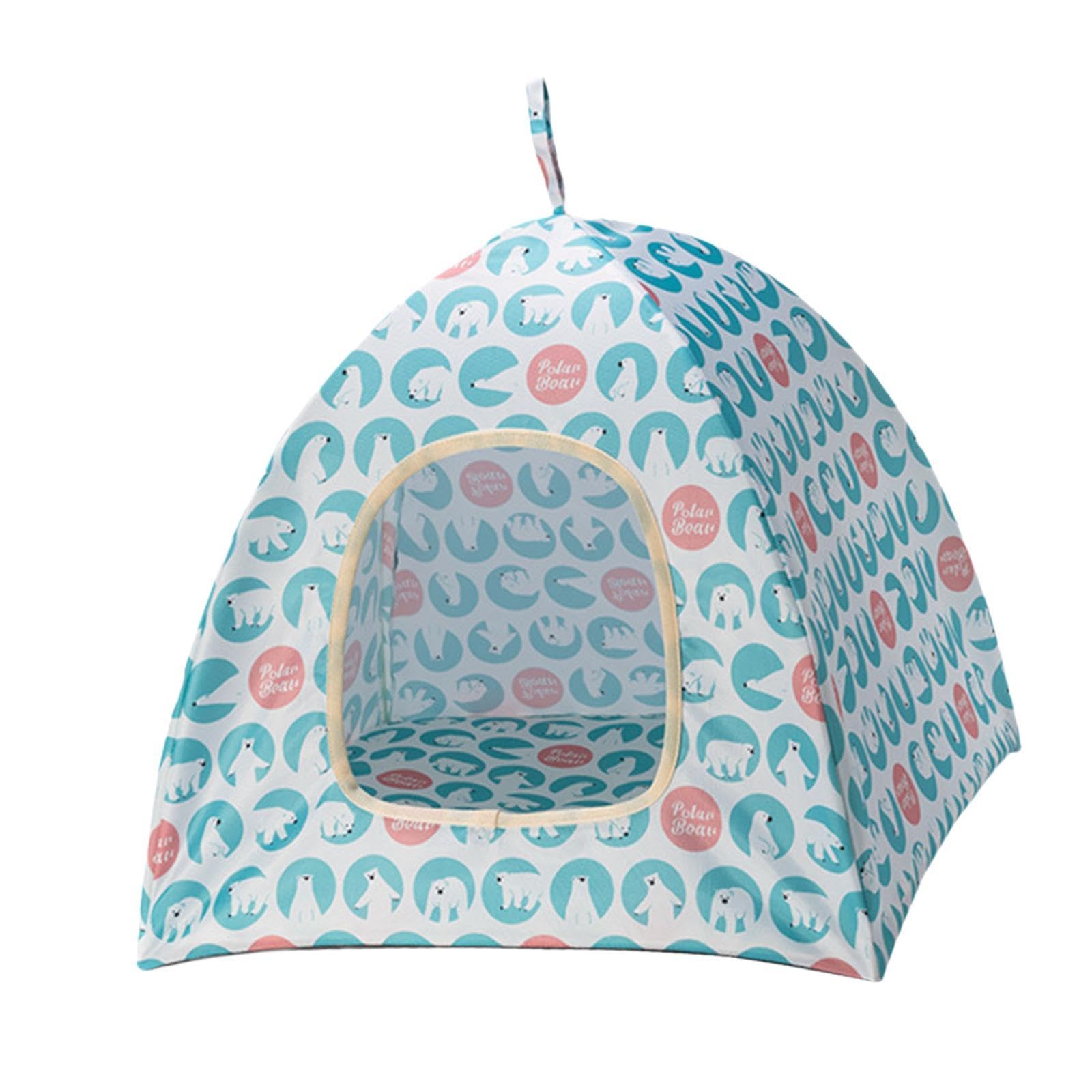 APIRILY Cat Tent Activity Center Summer Foldable Soft Pet Bed for Home Outdoor Kitty M Blue | Pet Supplies | Cat Supplies | Beds
