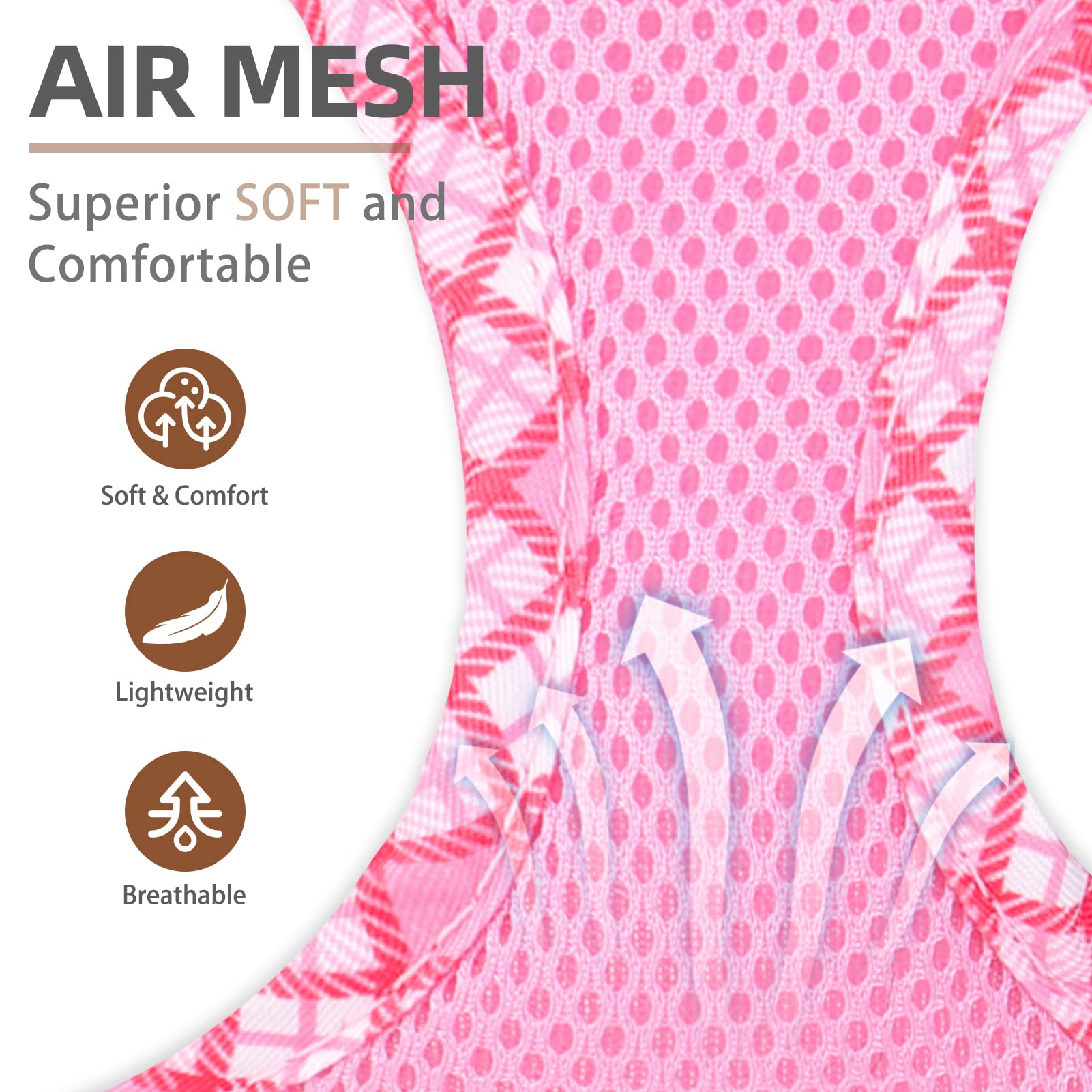 Pupteck Dog Harness And Leash Set For Small Medium Dogs No Pull Step-In Soft Mesh Puppy Cat Vest Harnesses Reflective At Night, Pink S