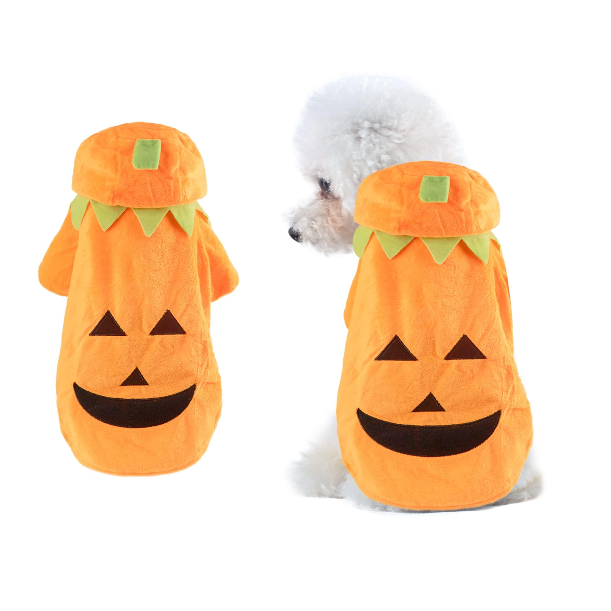 Delifur Dog Cat Halloween Pumpkin Costume Puppy Fleece Hoodie Coat for Small to Medium Dogs (XXX-Large)