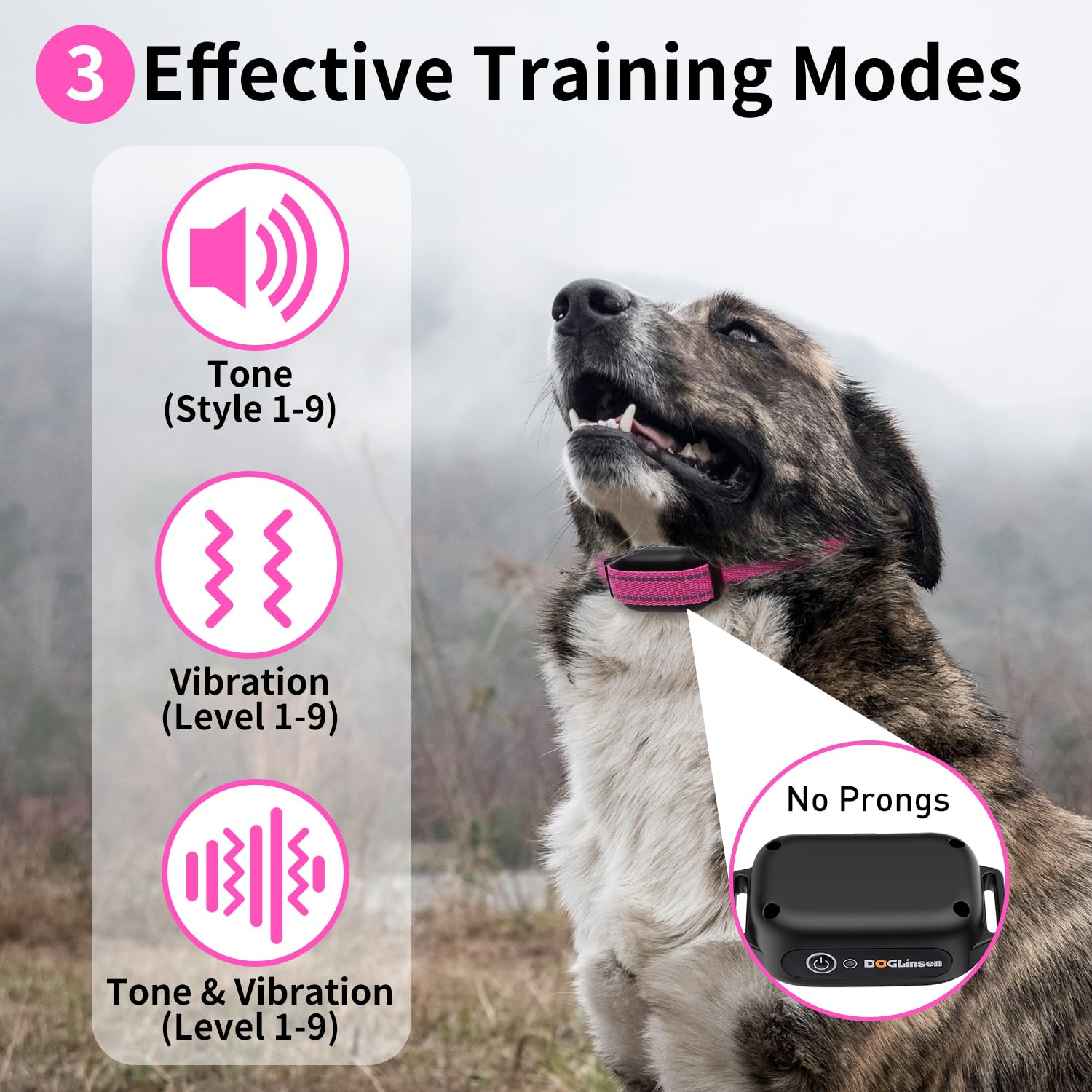 Doglinsen No Shock Dog Training Collar With Remote 3300Ft Range, Vibrating Dog Collar, Vibration Collar For Small Medium Large D